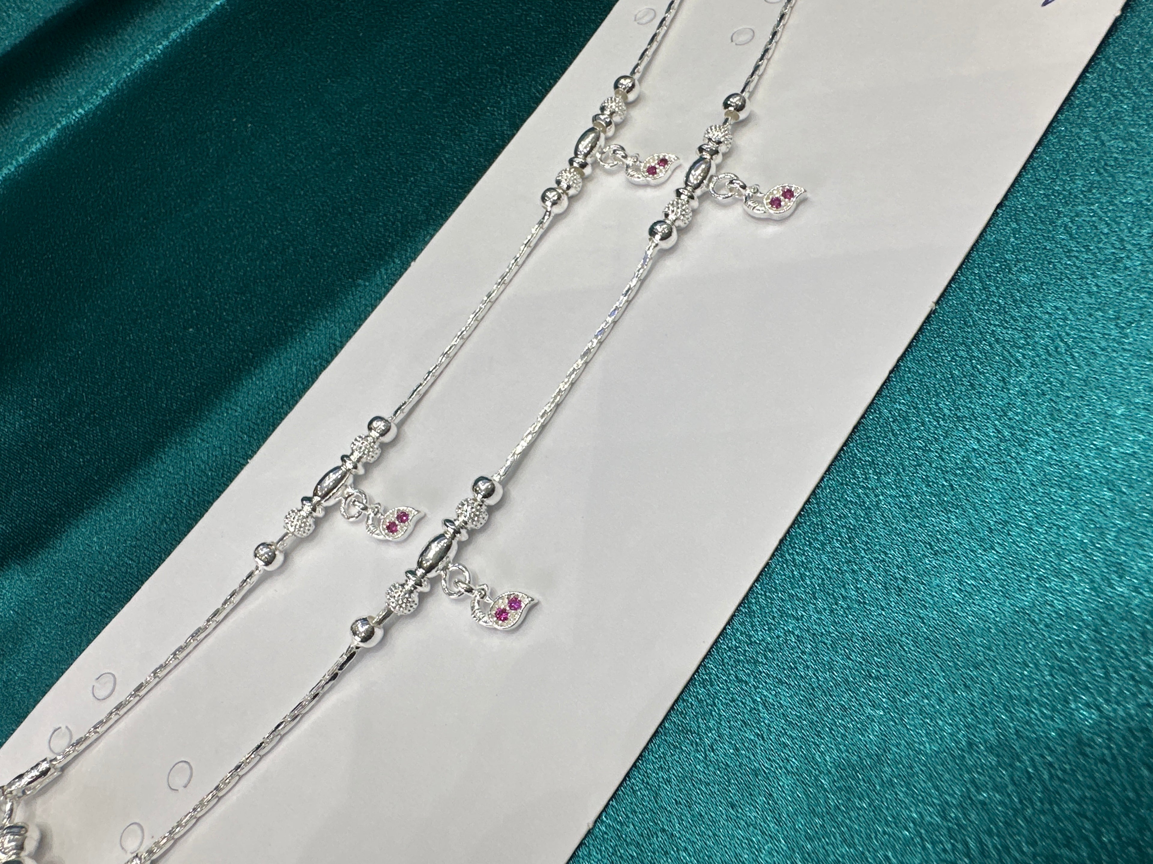 Fancy Silver baby anklet(Size: 10- 12 year old)