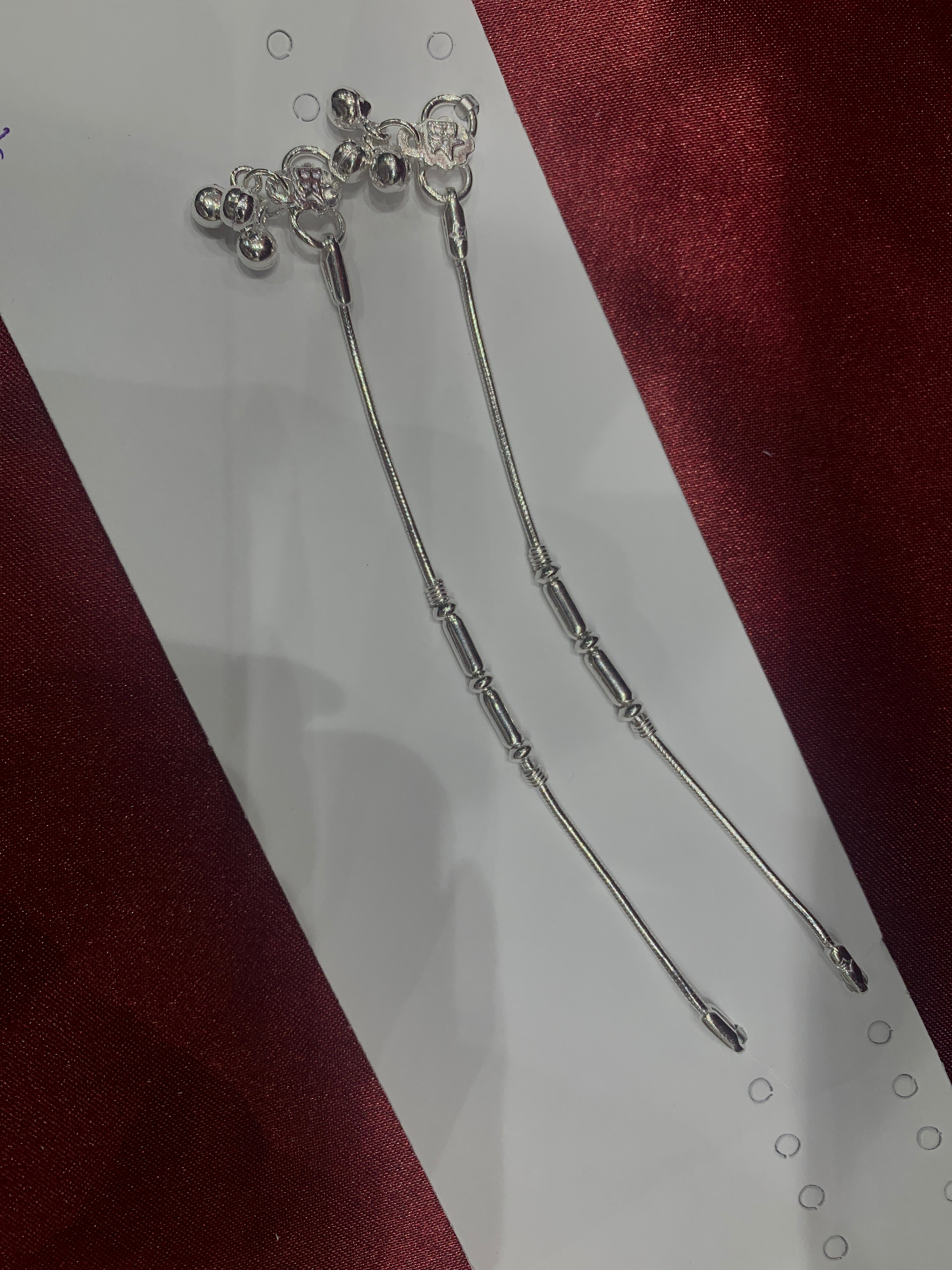 Fancy kids silver anklets in thin rope design (Size: 1-2 year old)