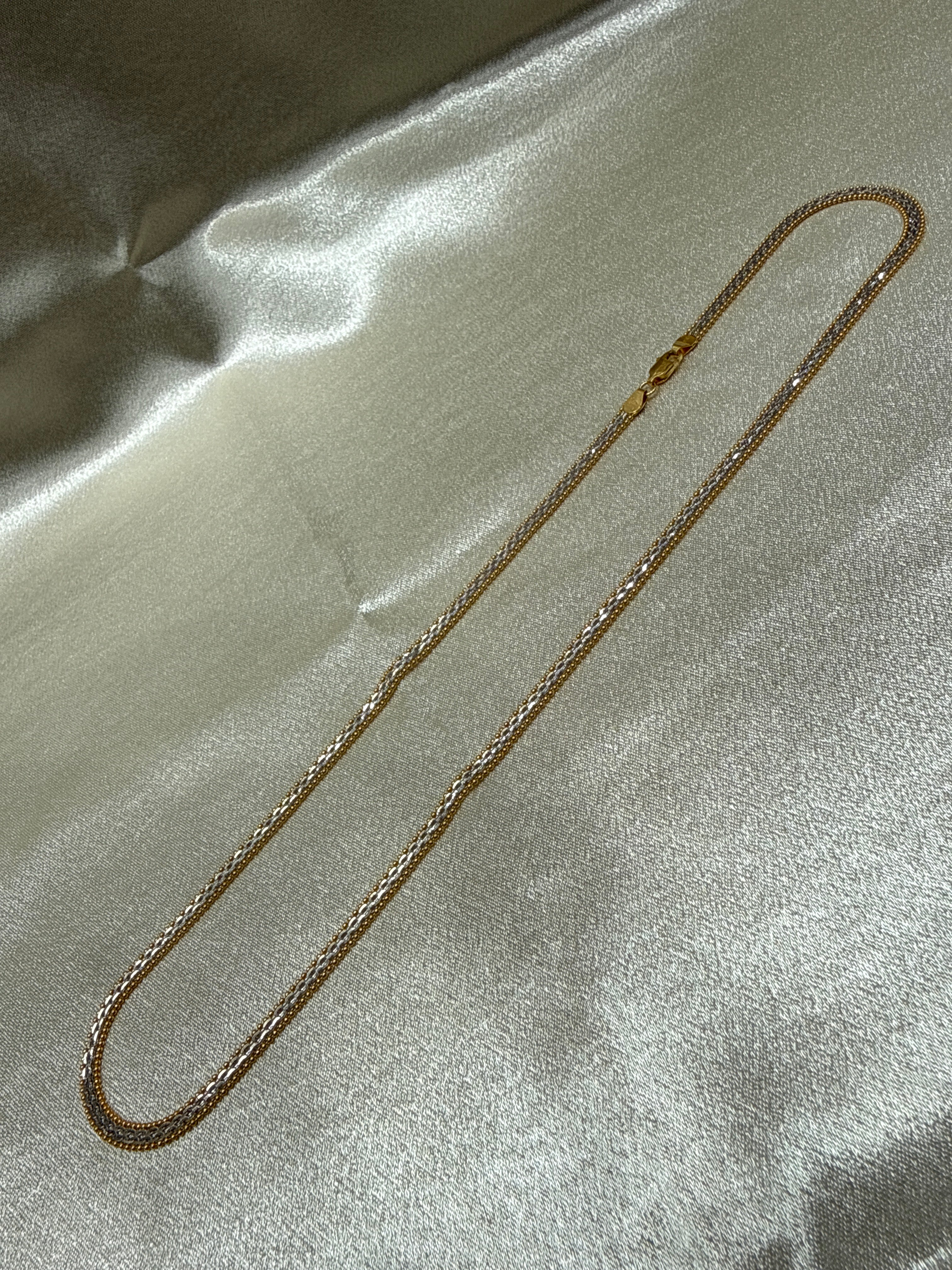 22K Gold Chain Two Tone (Flat Popcorn Design)