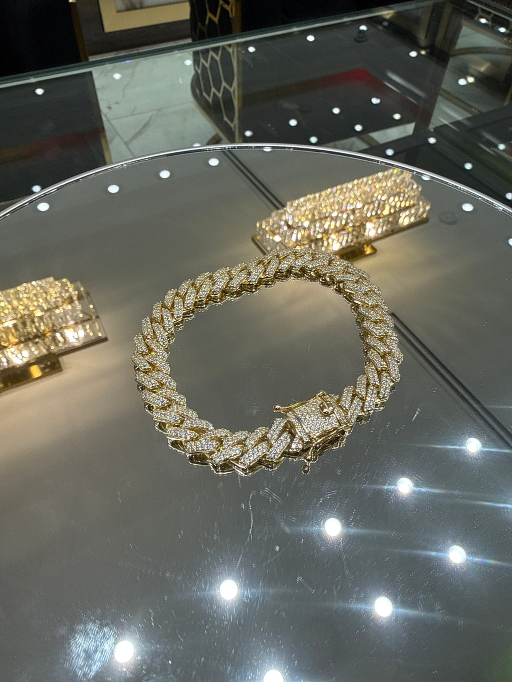 Men’s iced out silver 925 bracelet w/ CZ diamonds & gold plating (10mm)