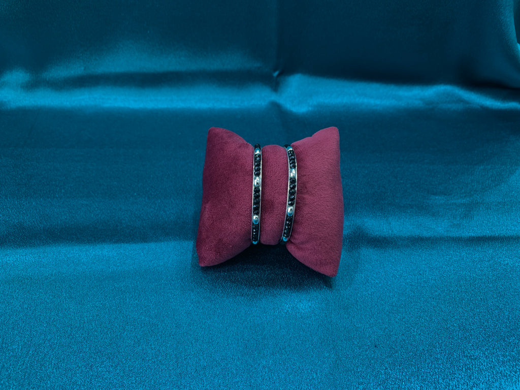 Silver baby bangles with black beads BBB1