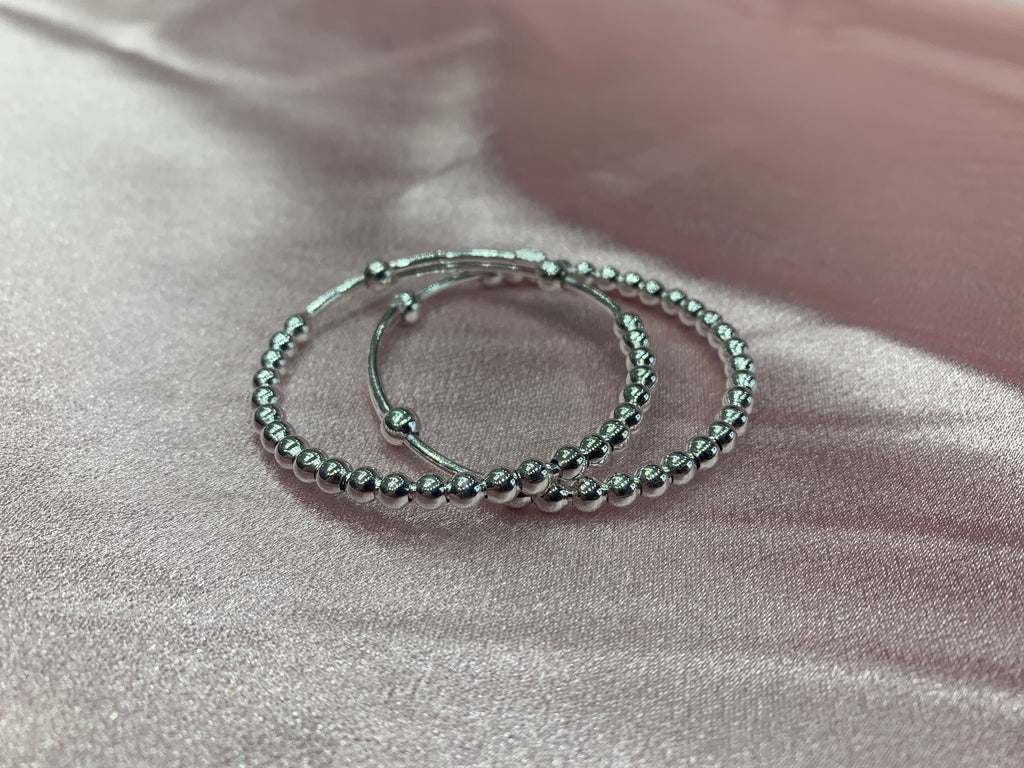 Silver baby kada with small silver beads