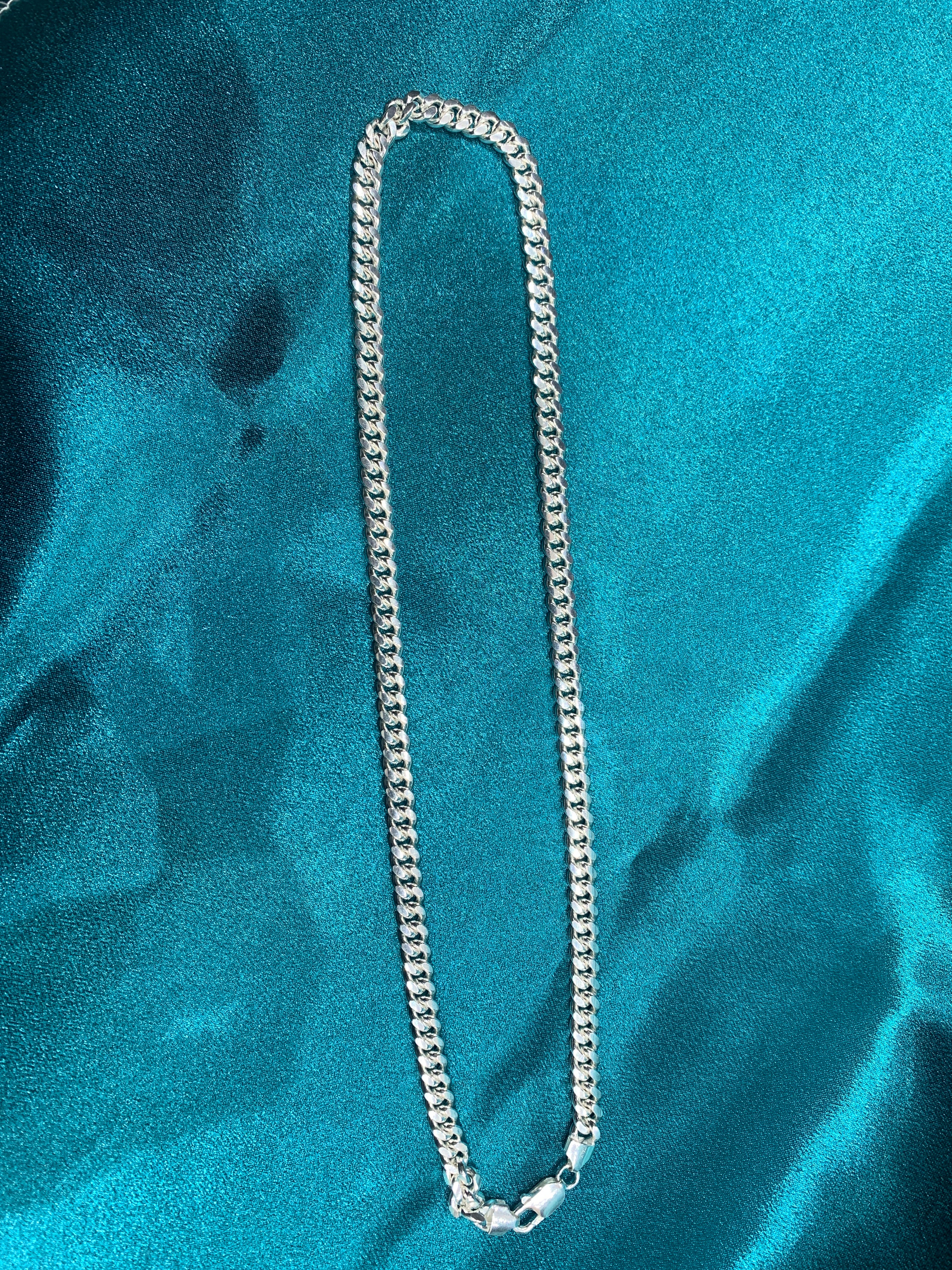 7mm Miami link silver chain