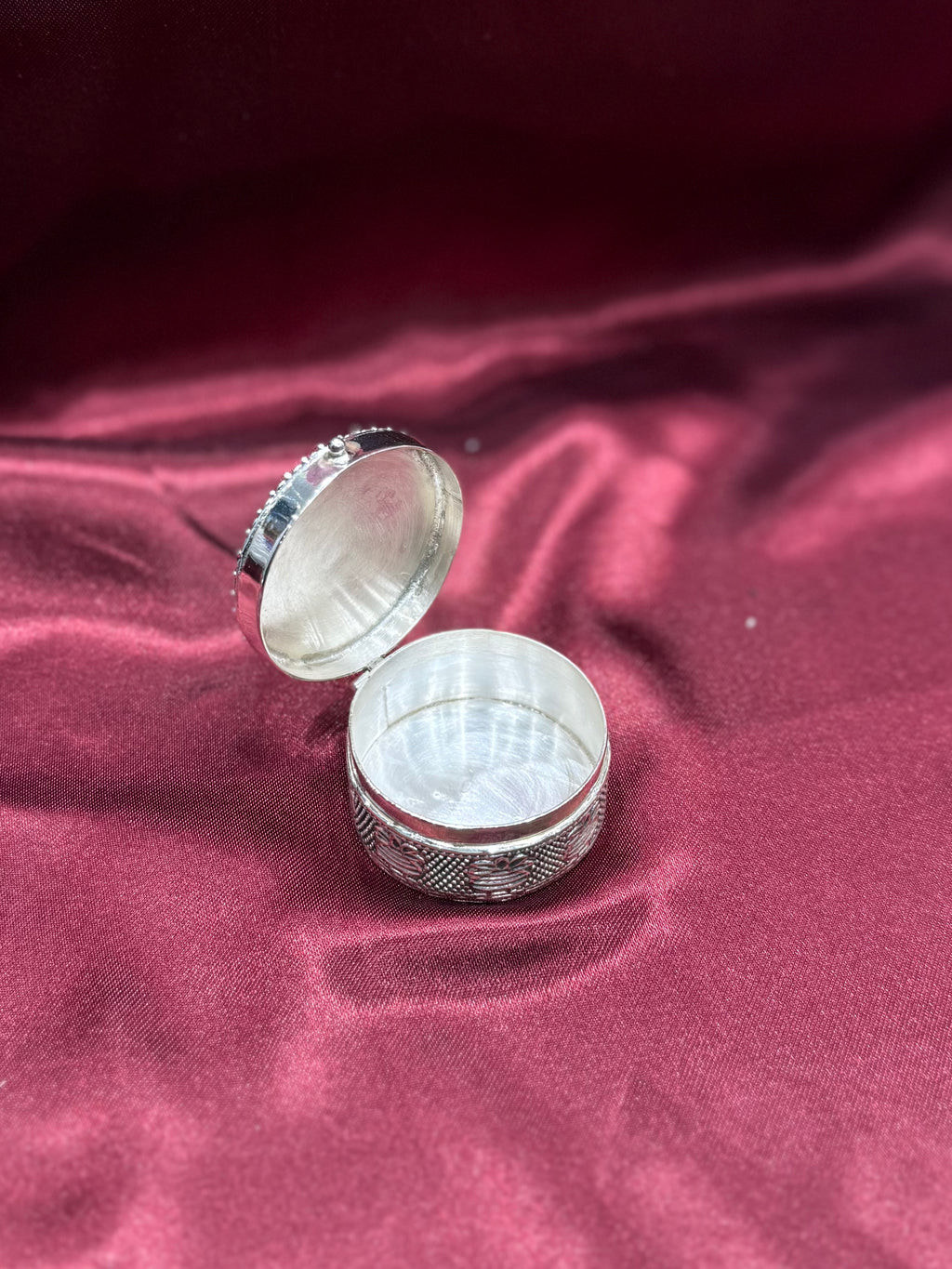 Antique Silver Box with CZ diamonds and green stones