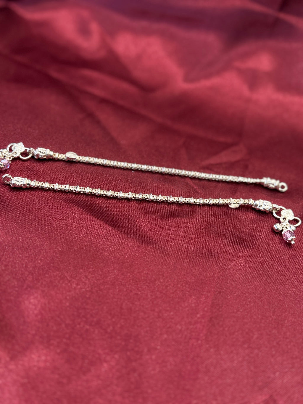 Kids plain silver anklets (6-9 year old)