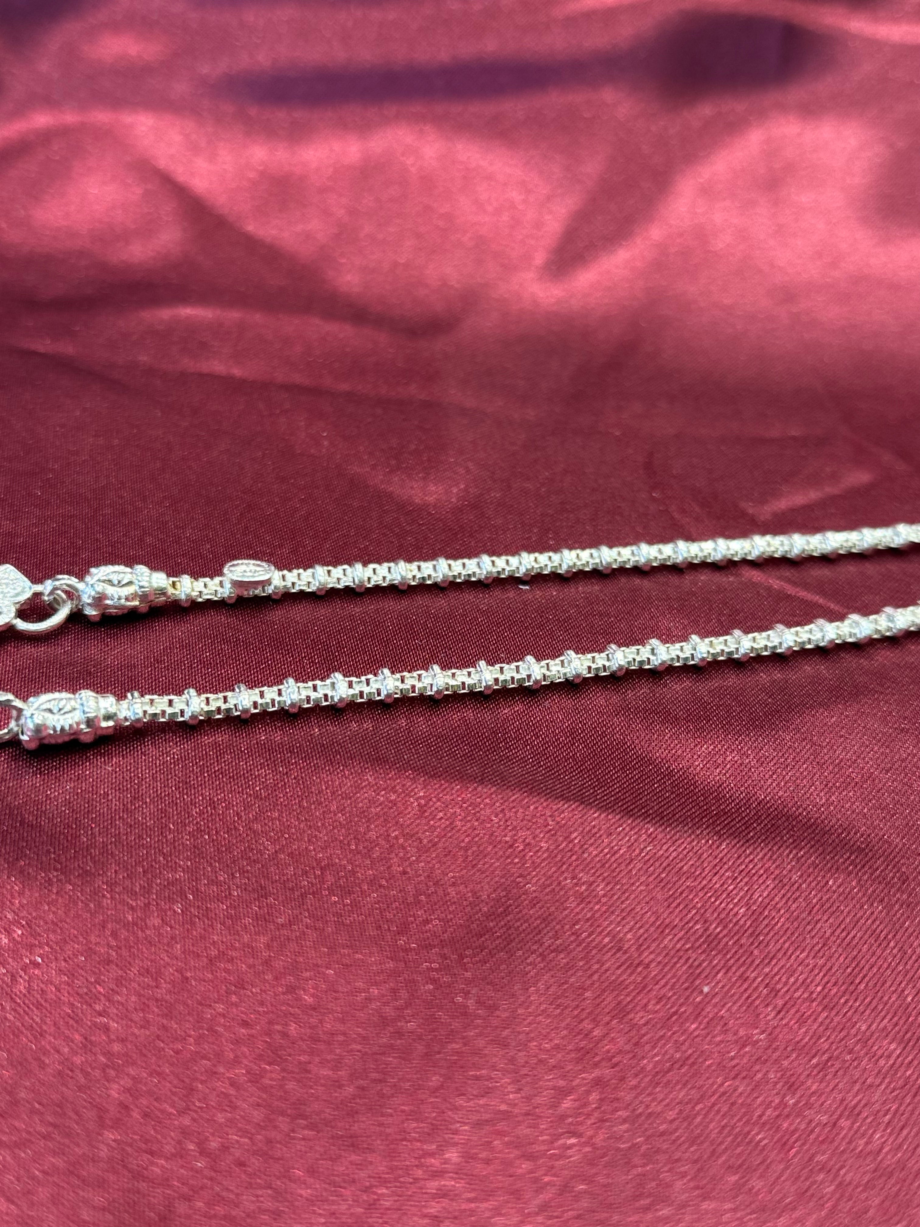 Kids plain silver anklets (6-9 year old)
