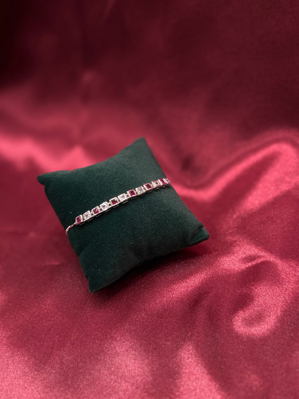 Fancy silver bracelet CZ diamond with pink and white stones