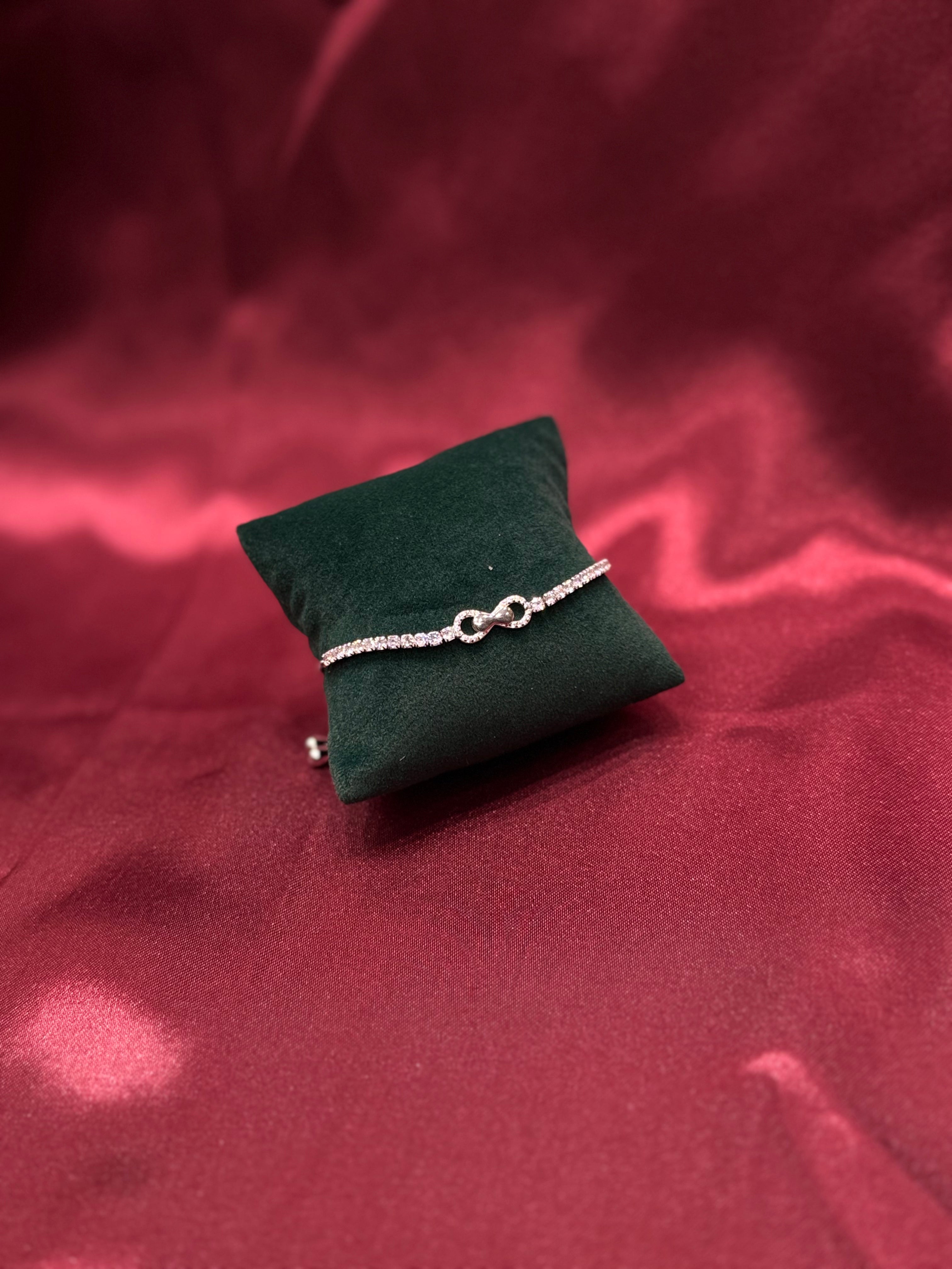 Fancy silver infinity tennis bracelet CZ diamond