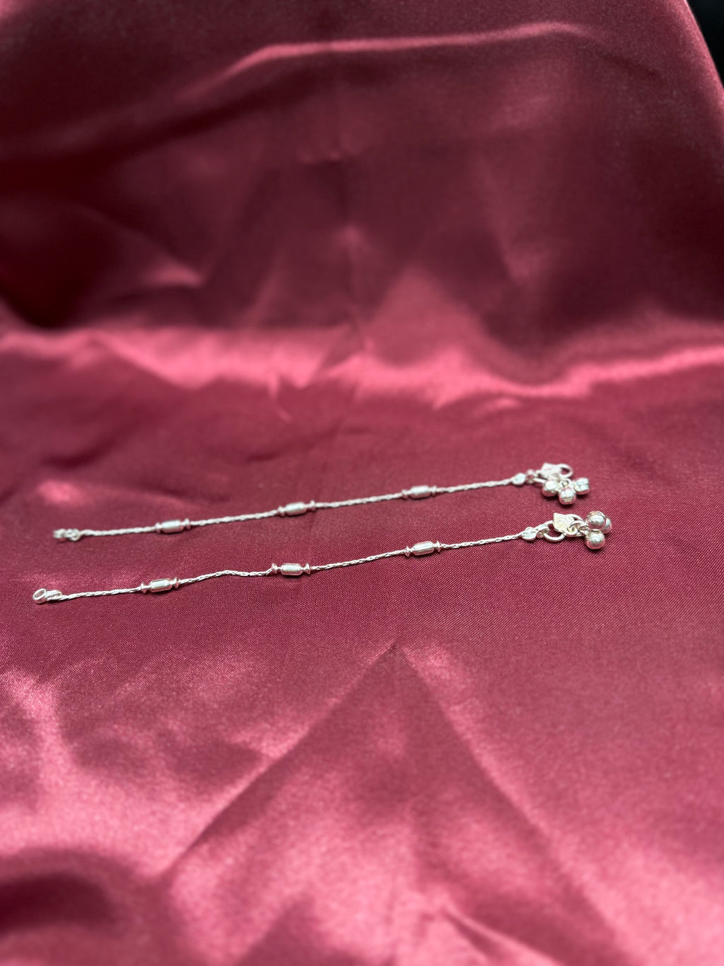 Kids silver anklet with wrapped candy style beads (10-12 year old)