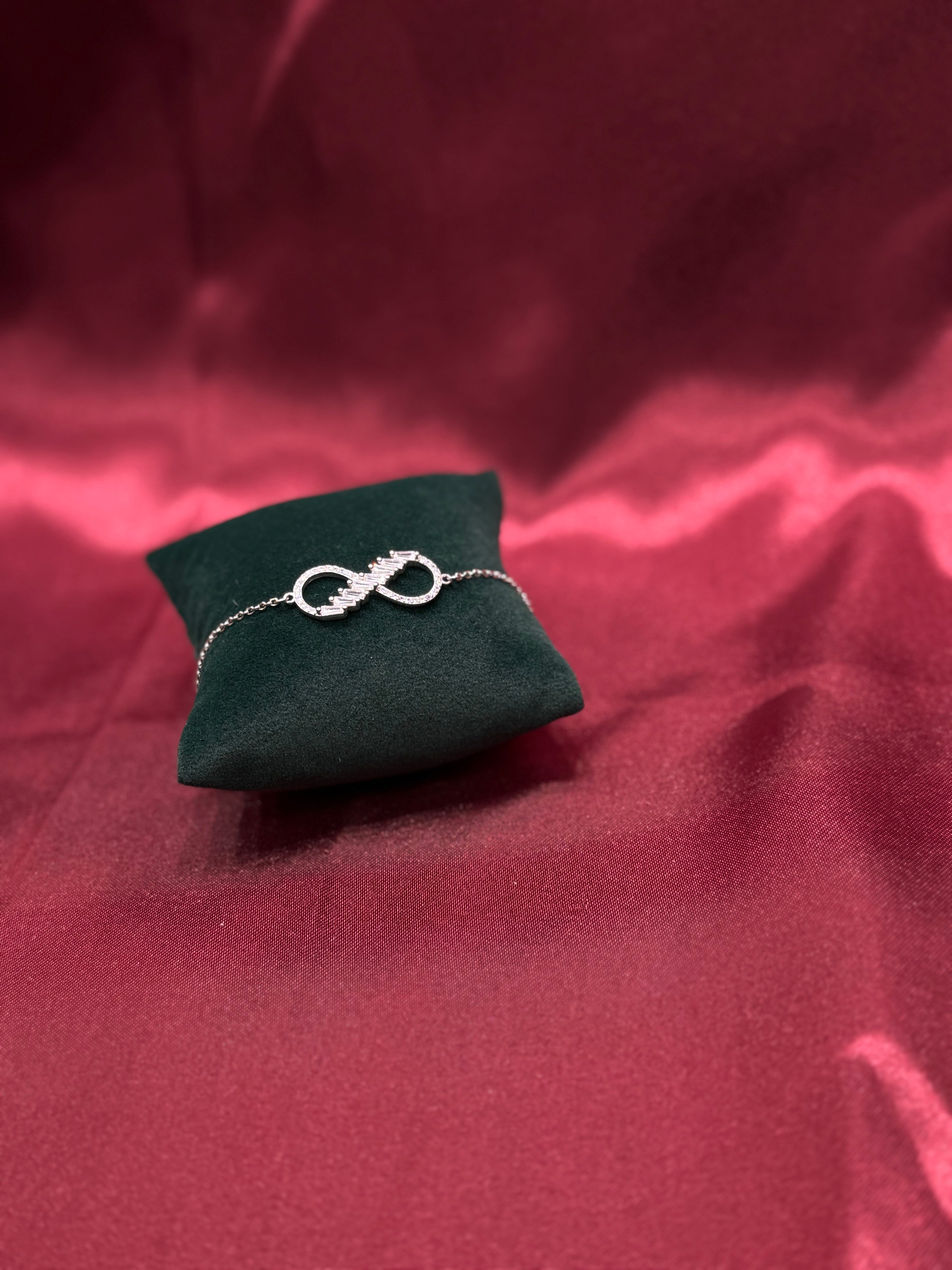 Fancy silver infinity bracelet CZ diamond with white stones