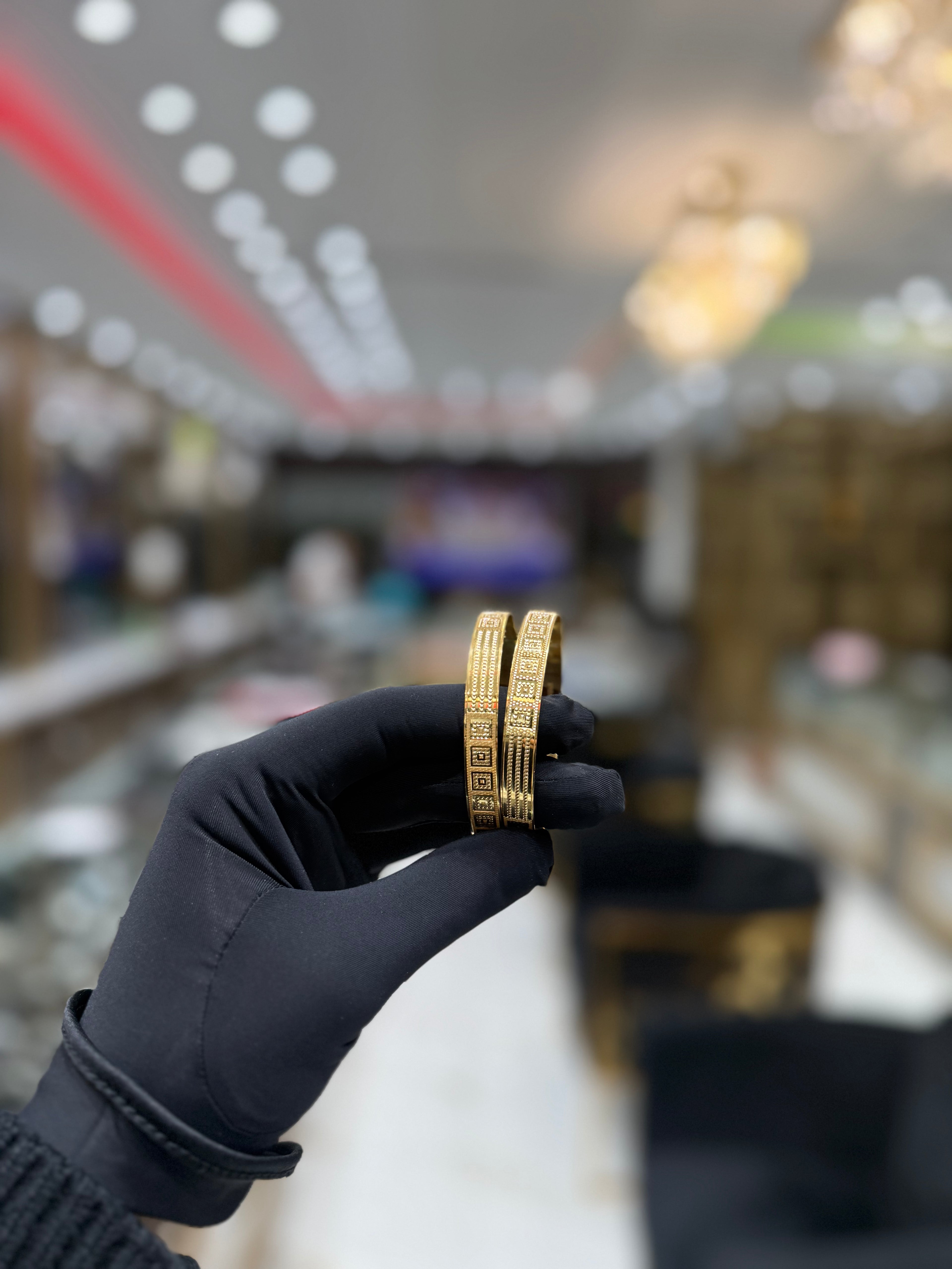 22K Gold Women’s Designer CNC Bangles (pair)