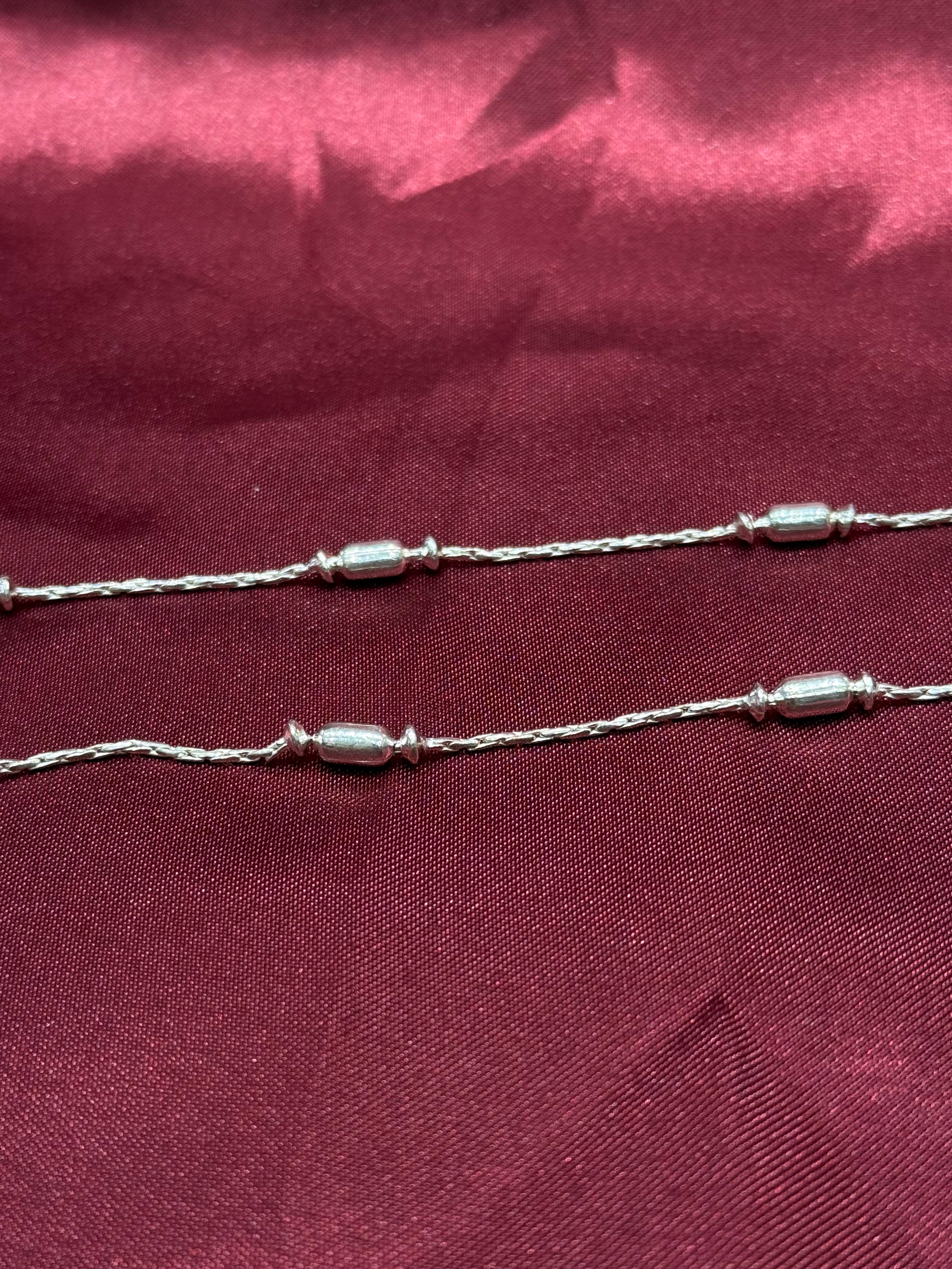 Kids silver anklet with wrapped candy style beads (10-12 year old)