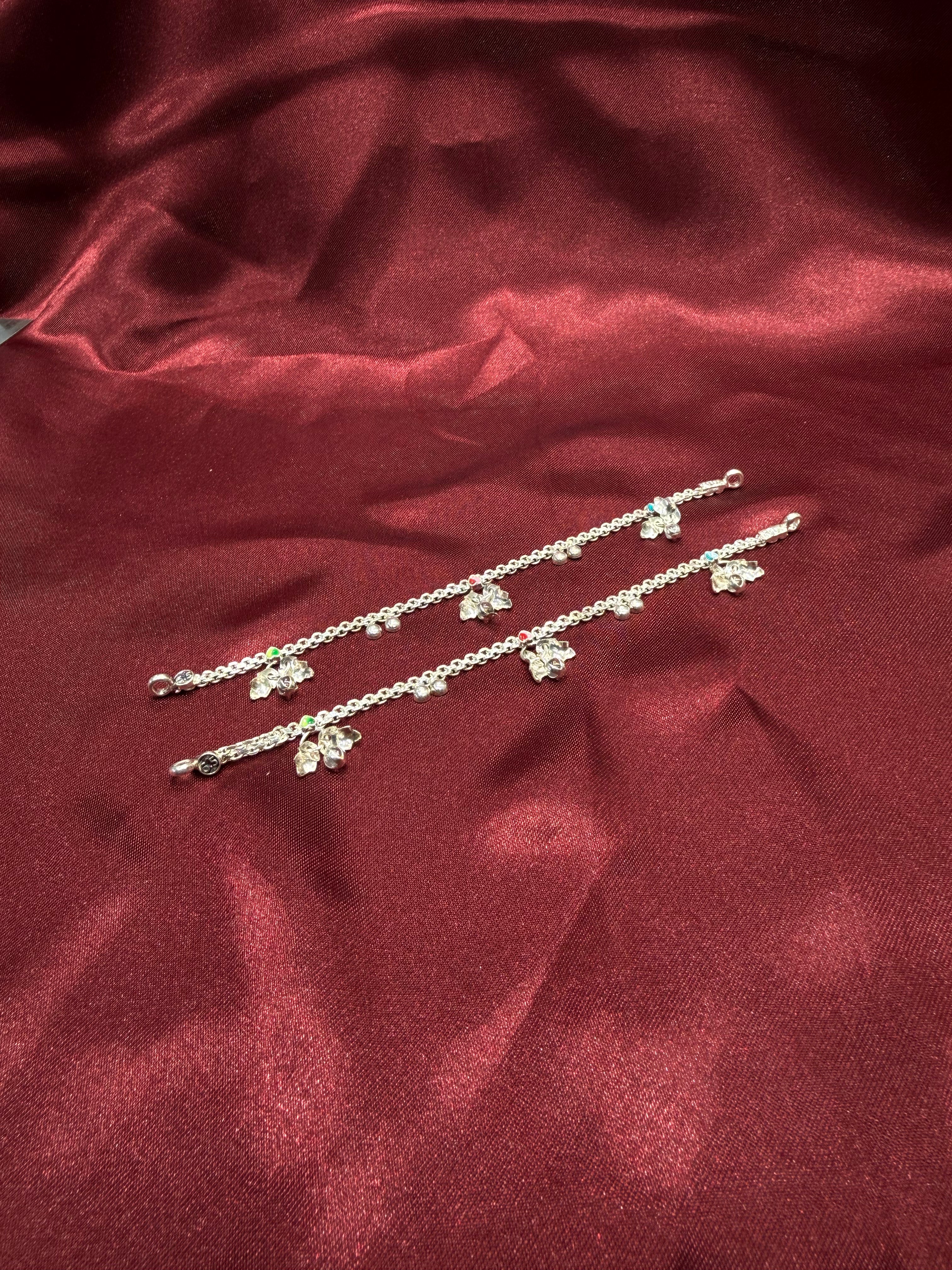 Kids fancy silver anklets with multiple bells (4-5 year old)