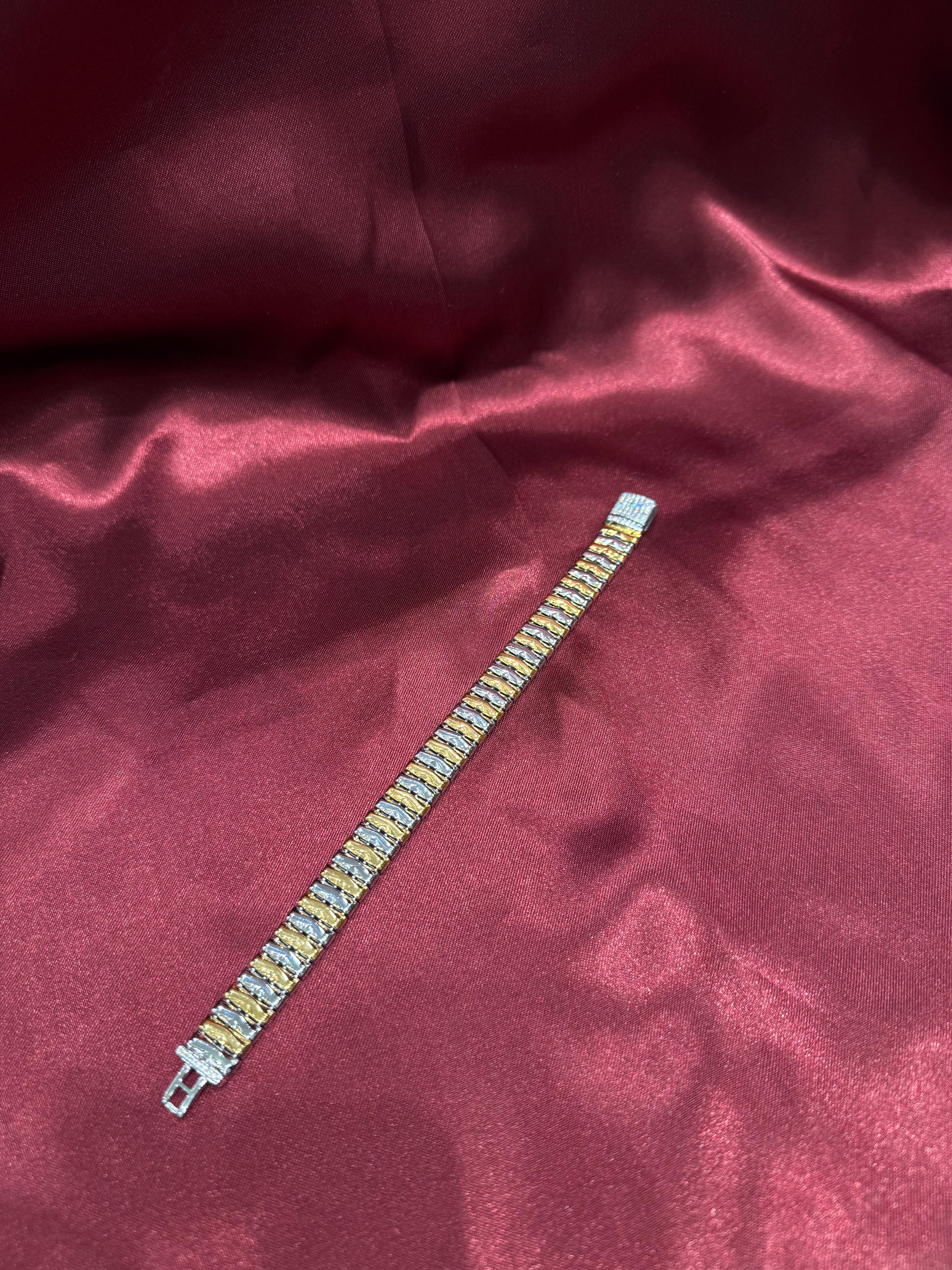 Men’s 925 silver iced out bracelet with 24k gold plating