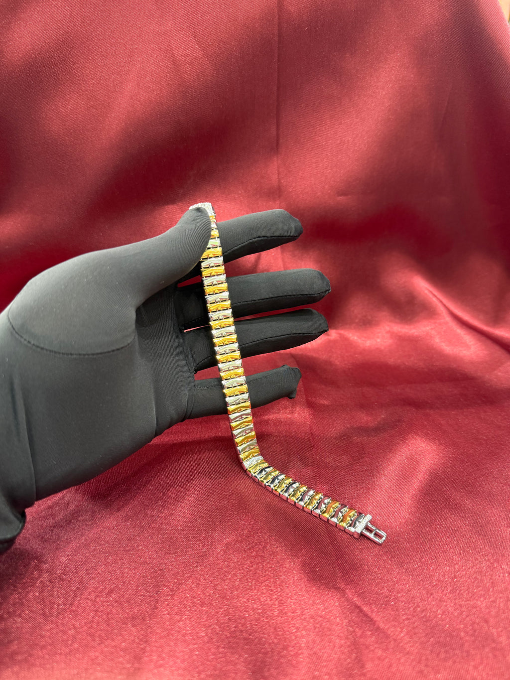 Men’s 925 silver iced out bracelet with 24k gold plating