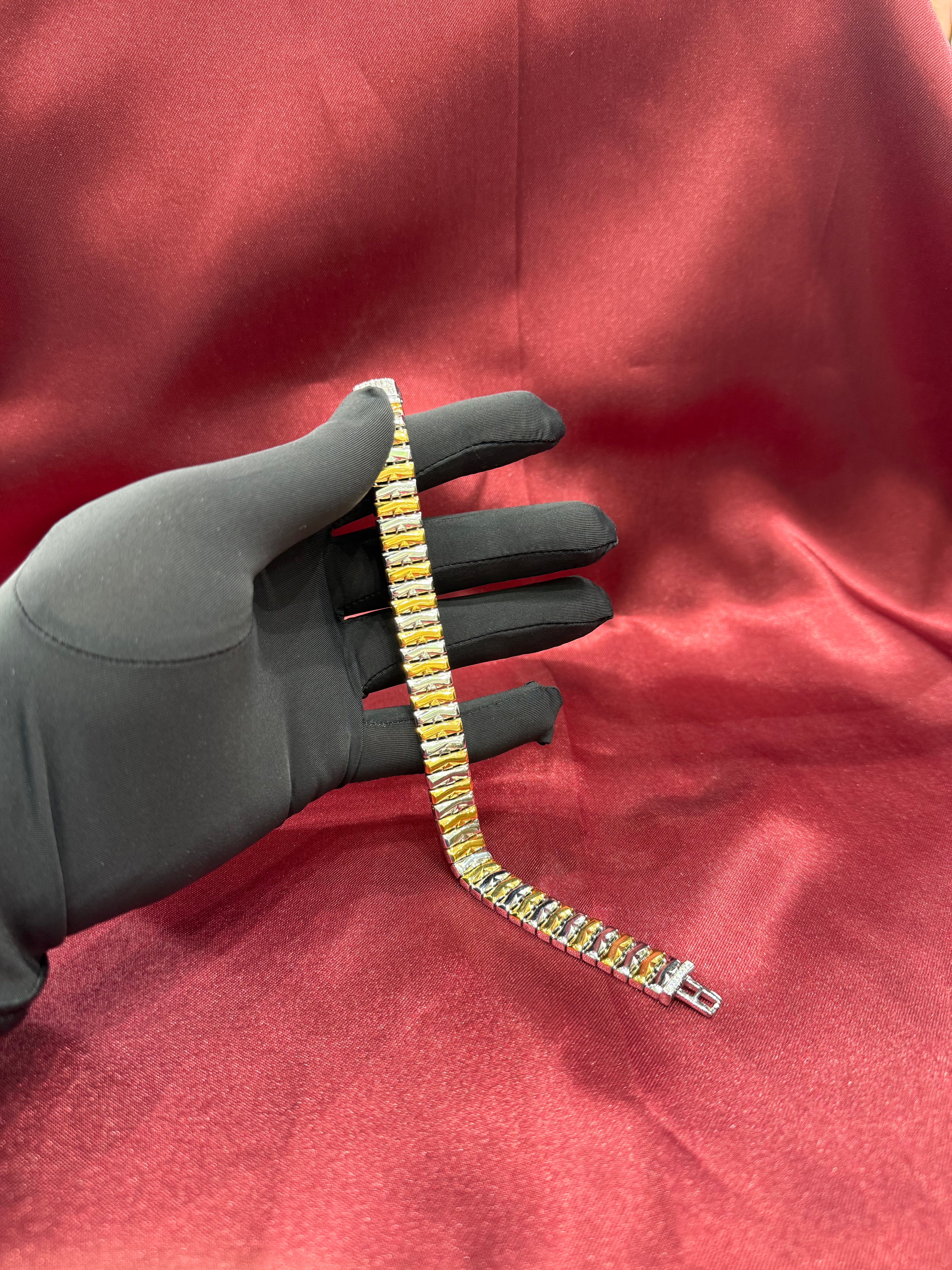 Men’s 925 silver iced out bracelet with 24k gold plating