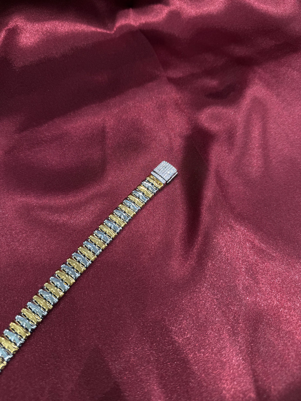 Men’s 925 silver iced out bracelet with 24k gold plating