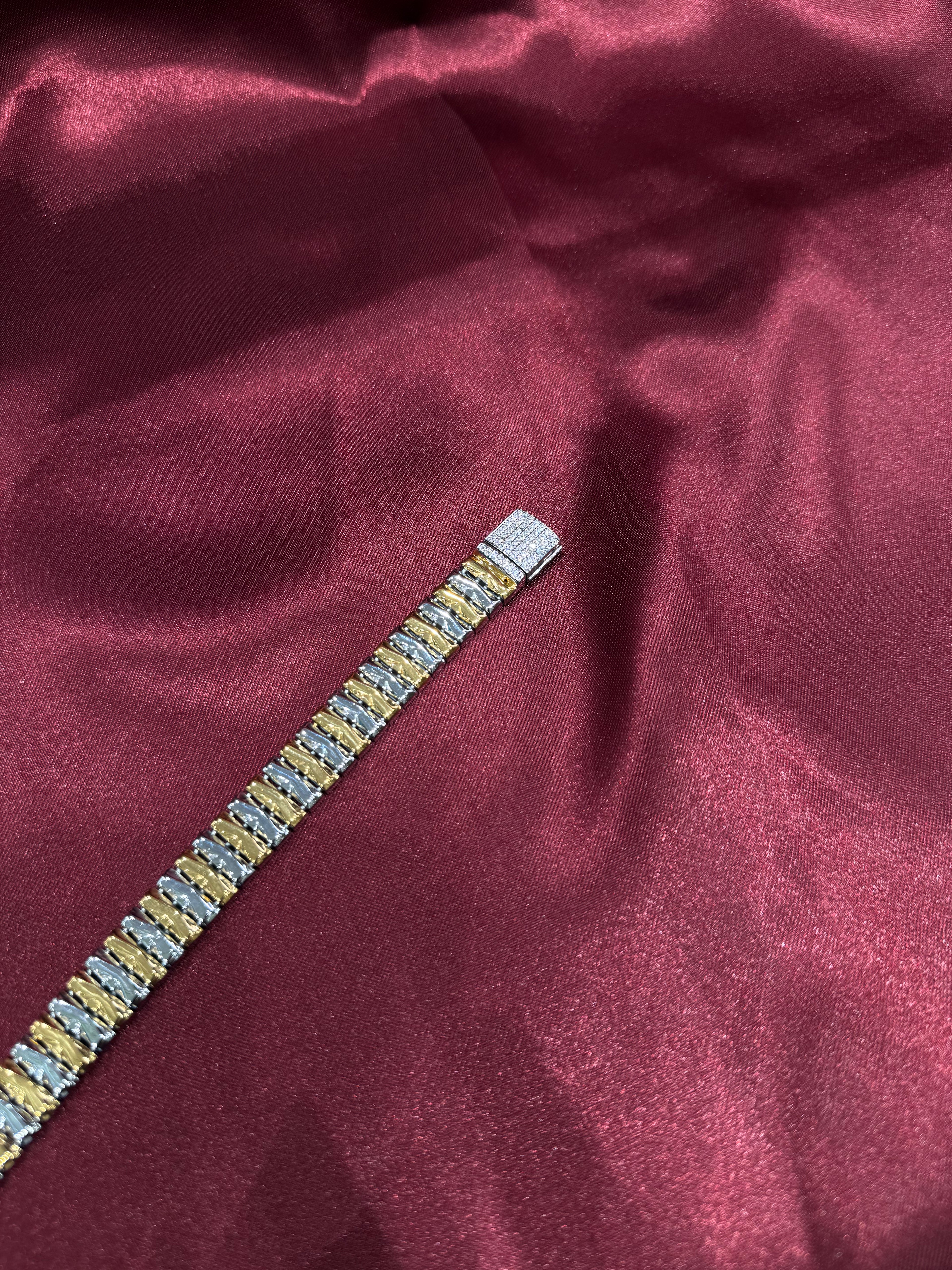 Men’s 925 silver iced out bracelet with 24k gold plating