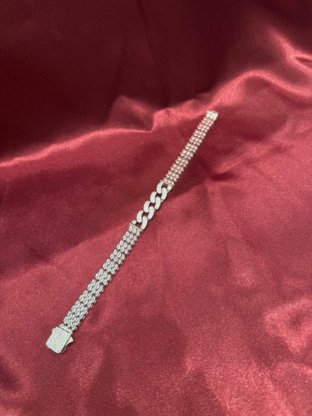 Men’s designer iced out 925 silver bracelet with CZ diamonds (10mm)