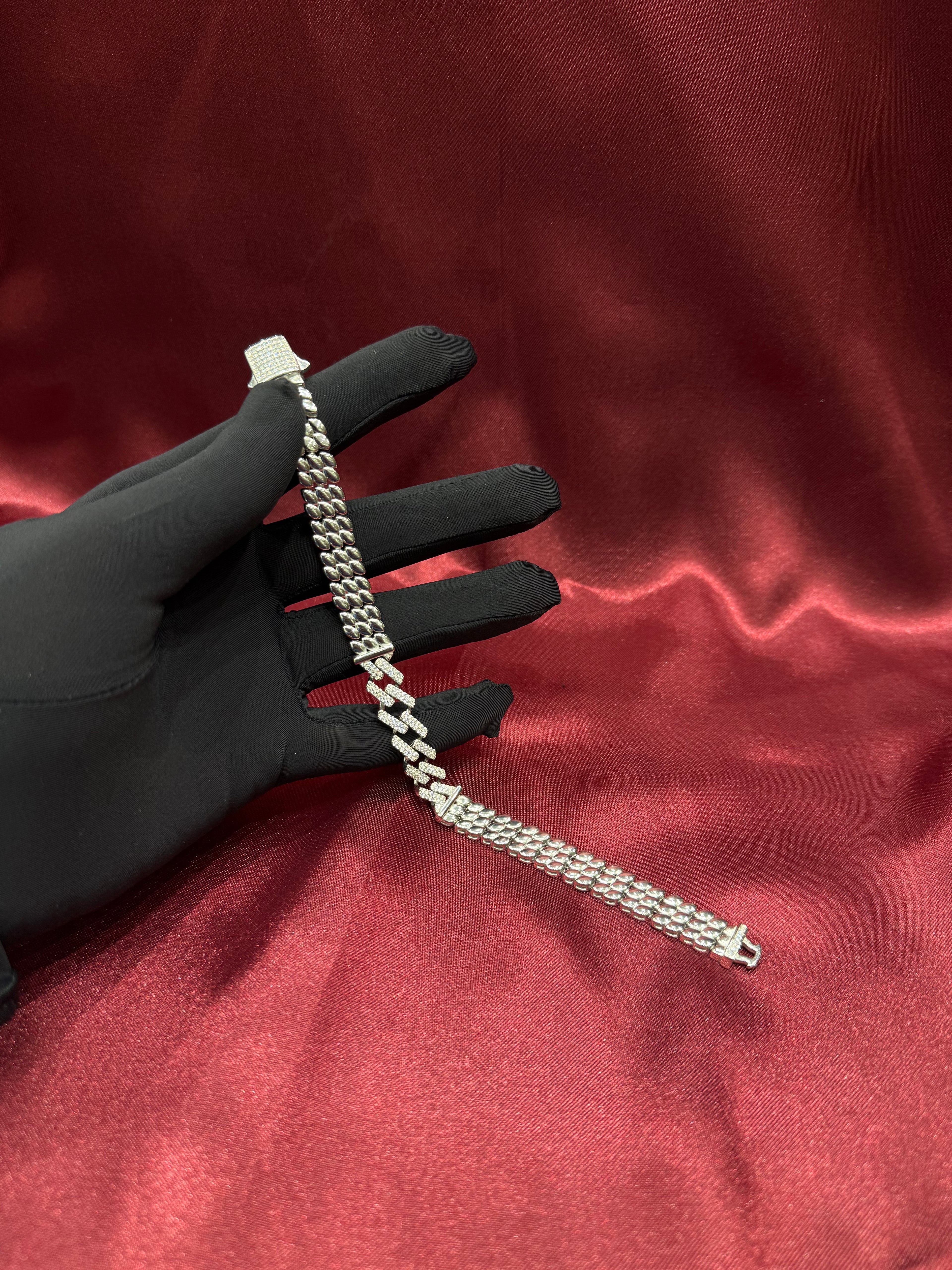 Men’s designer iced out 925 silver bracelet (10mm)