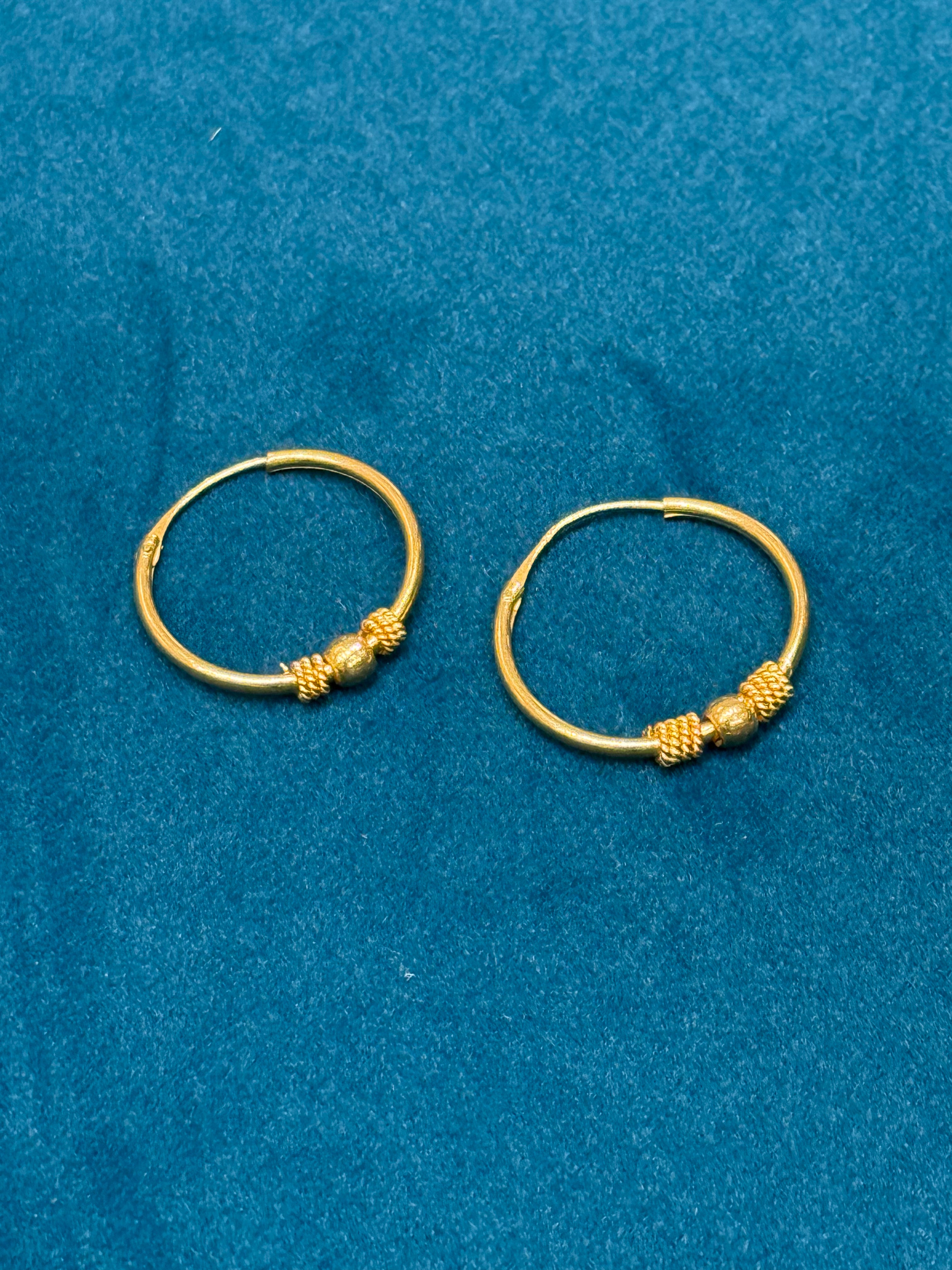 22K Gold Designer Hoops