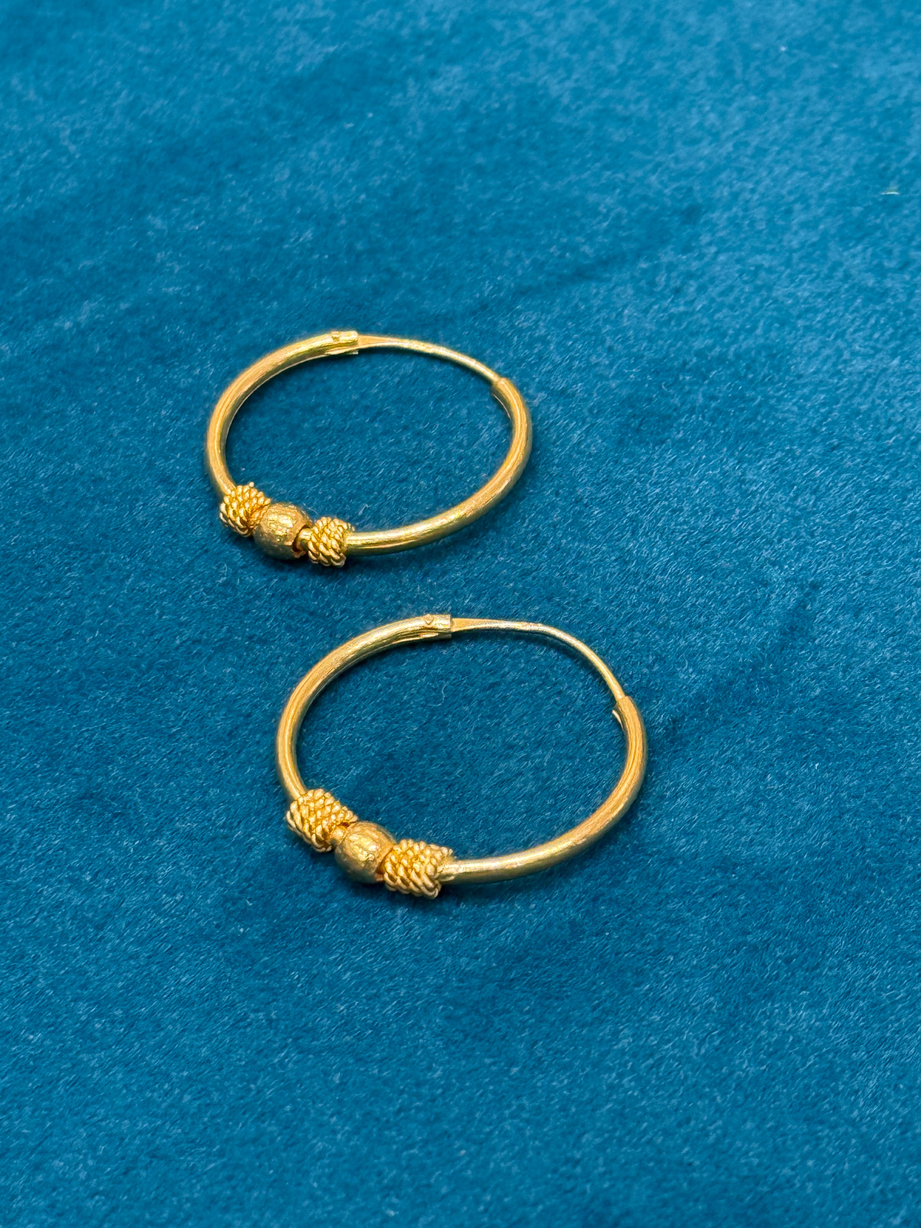 22K Gold Designer Hoops