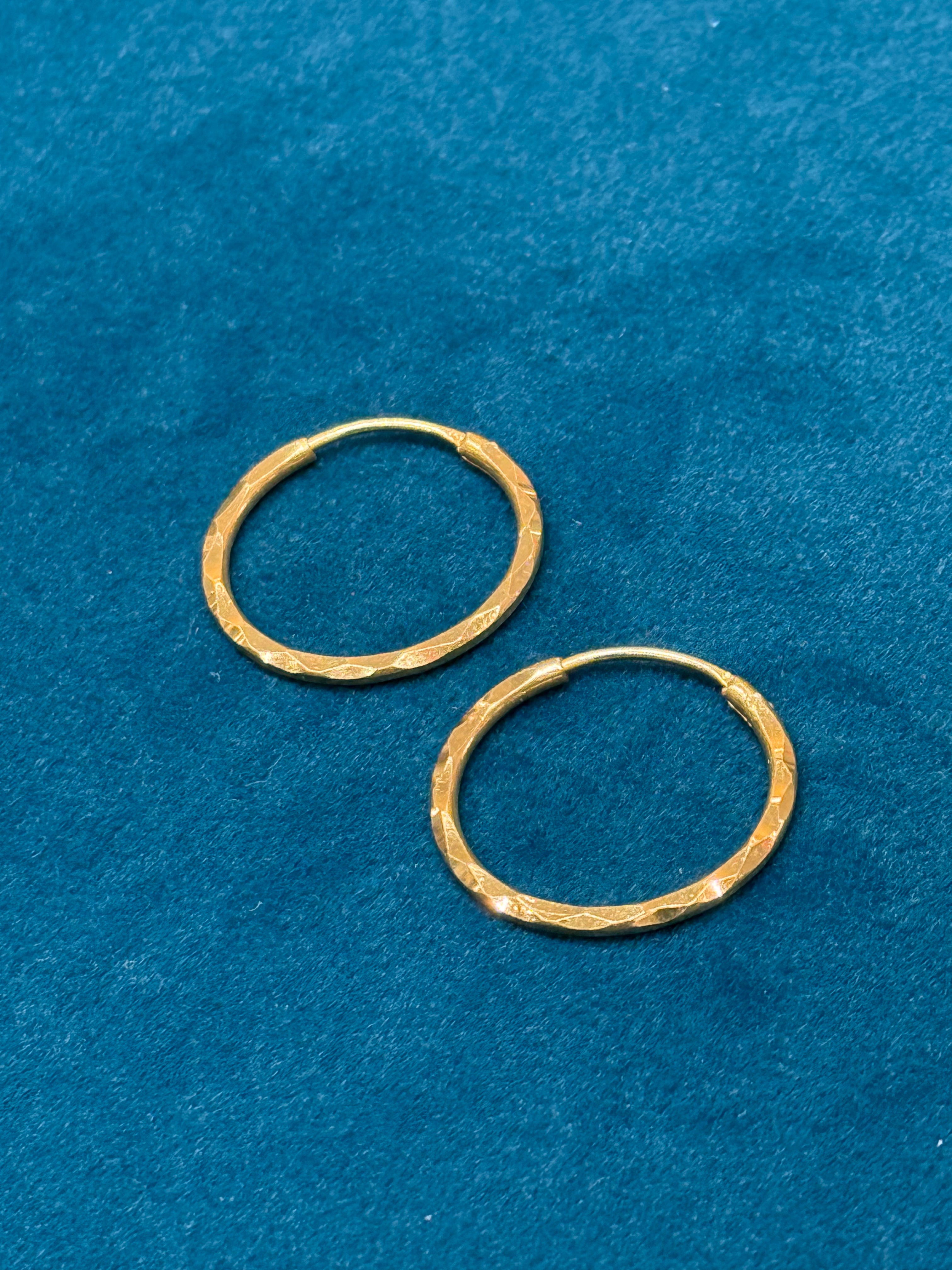 22K Gold Designer Hoops
