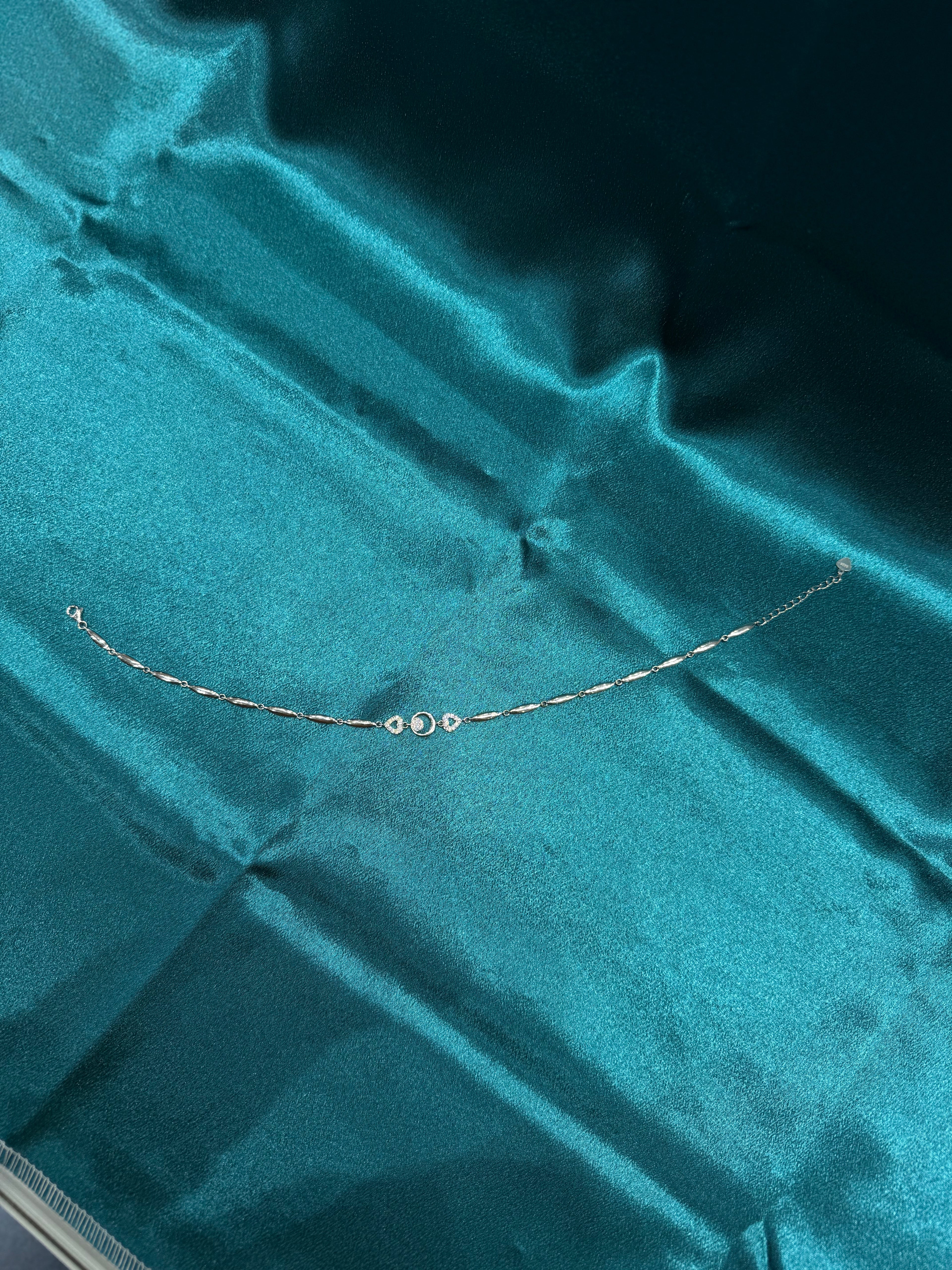 Single fancy silver anklets with stone