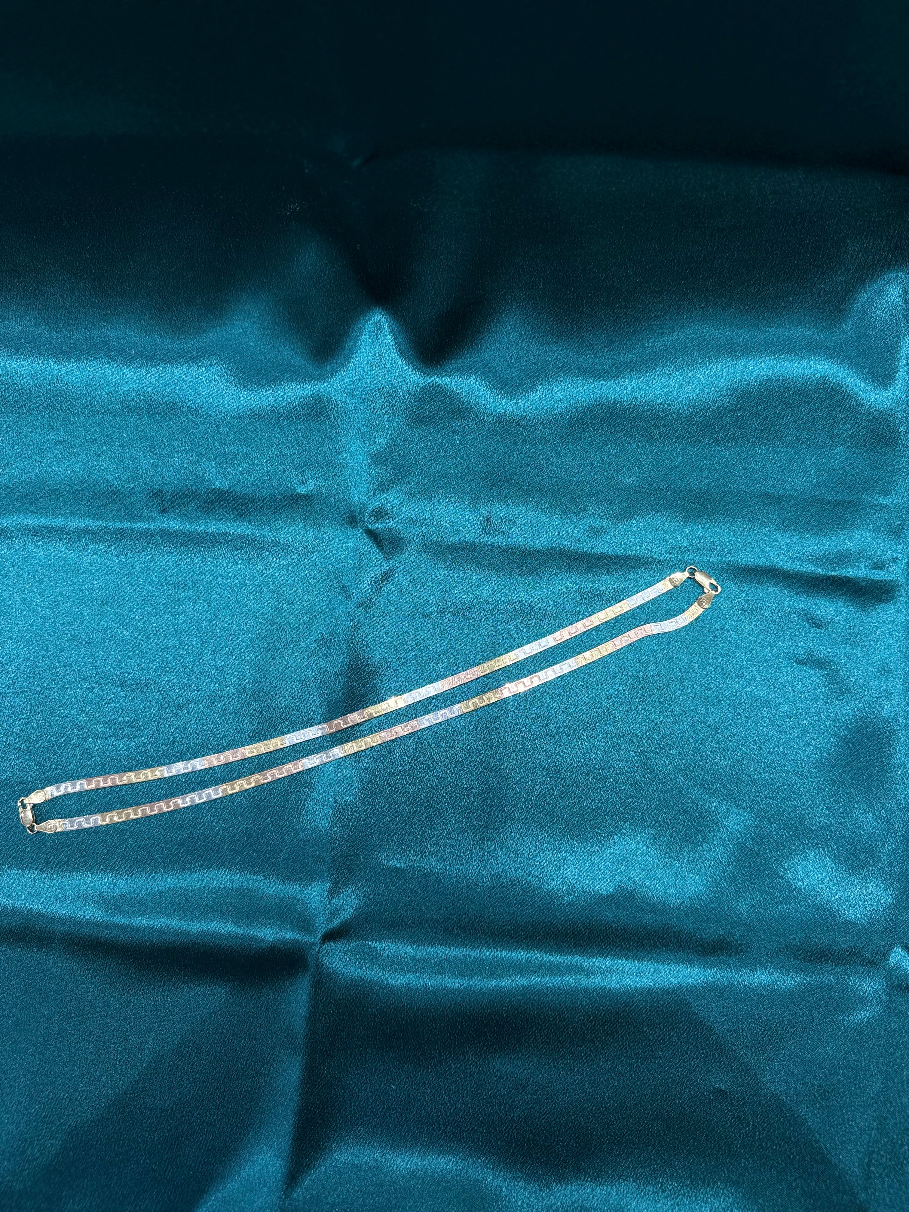 Fancy silver anklet in silver, gold and rose gold plating