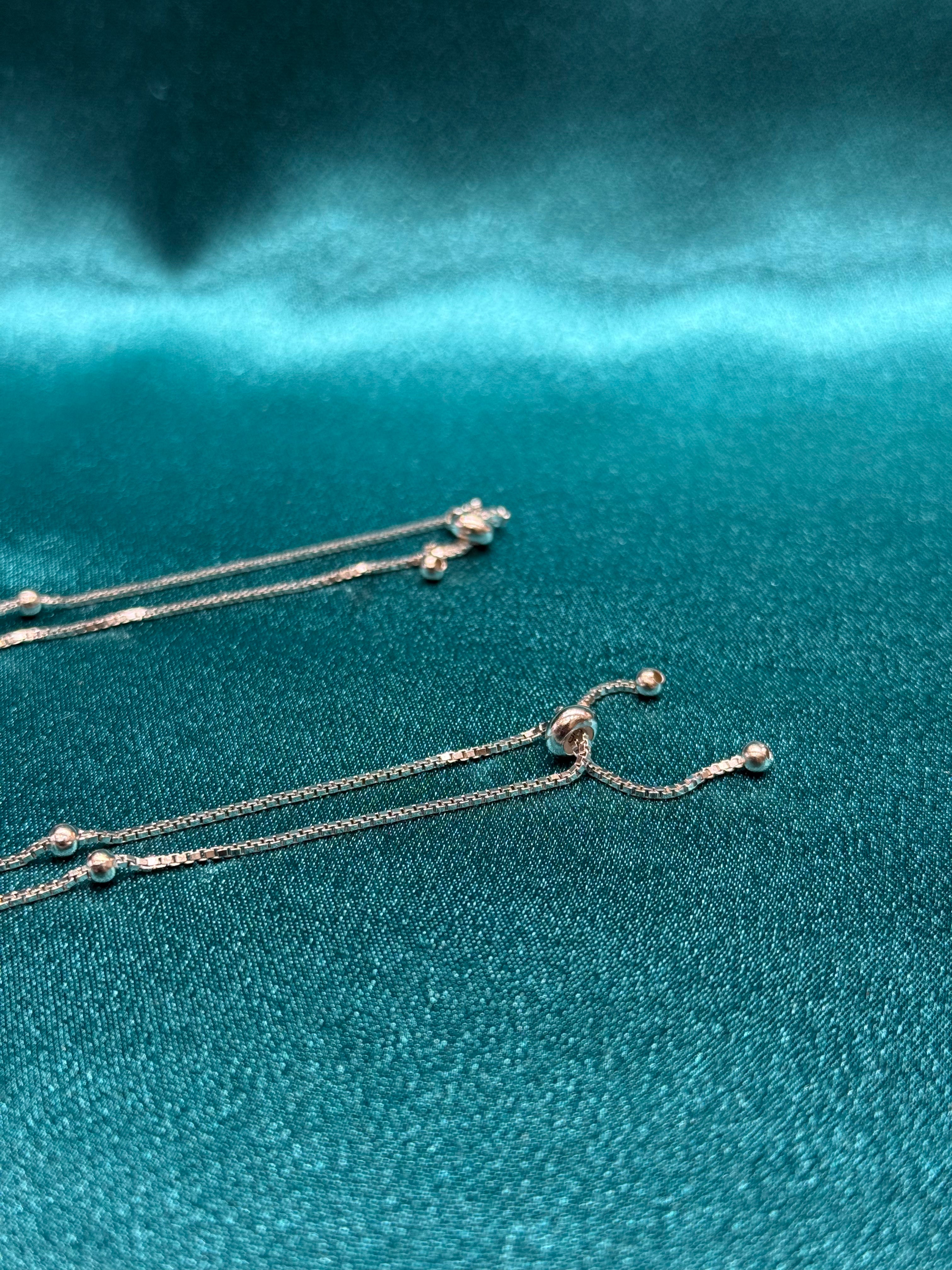 Fancy light weight silver anklet with round beads