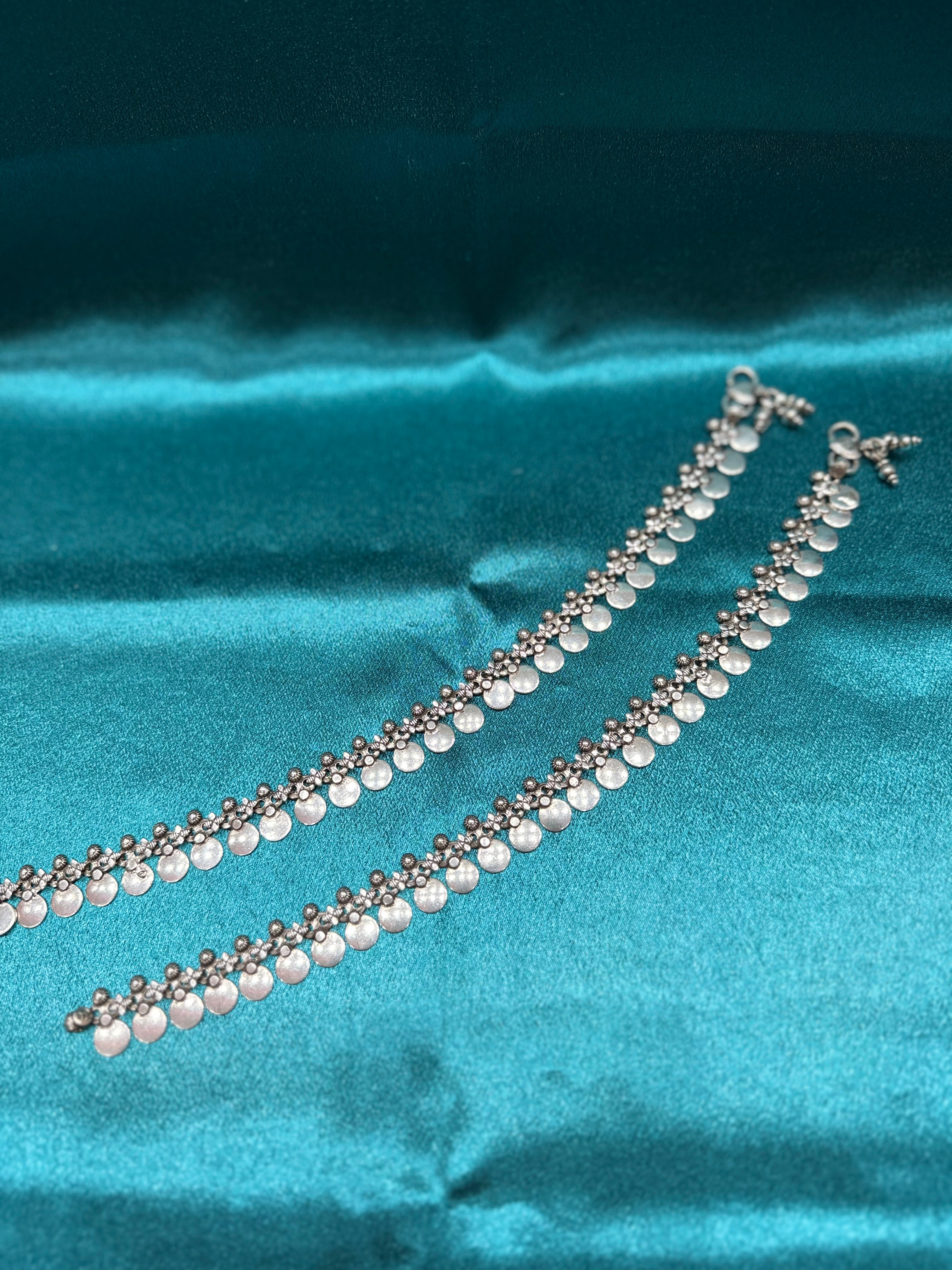 Fancy silver anklet with Antique finish