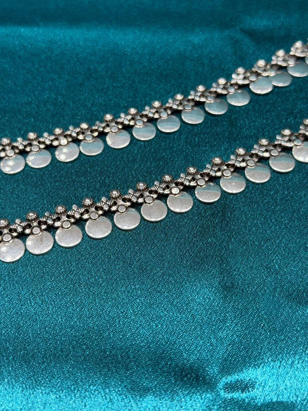 Fancy silver anklet with Antique finish