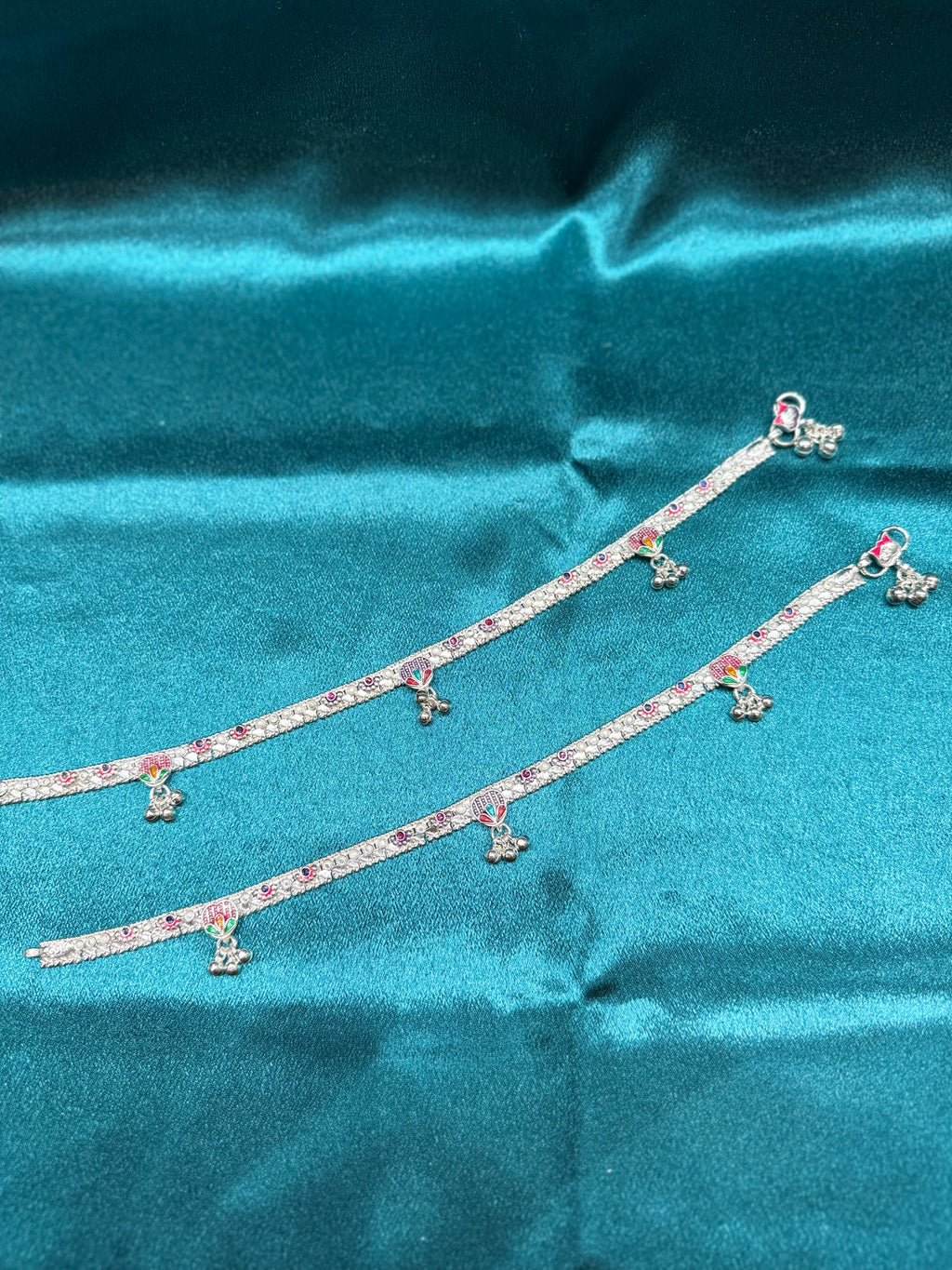 Traditional silver anklet with hanging bells