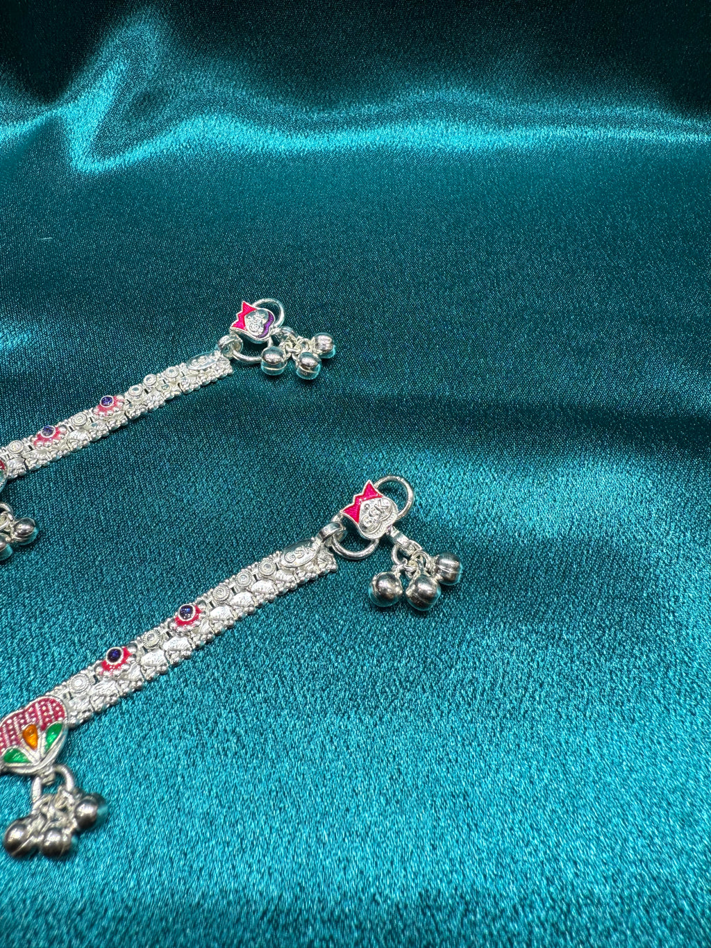 Traditional silver anklet with hanging bells