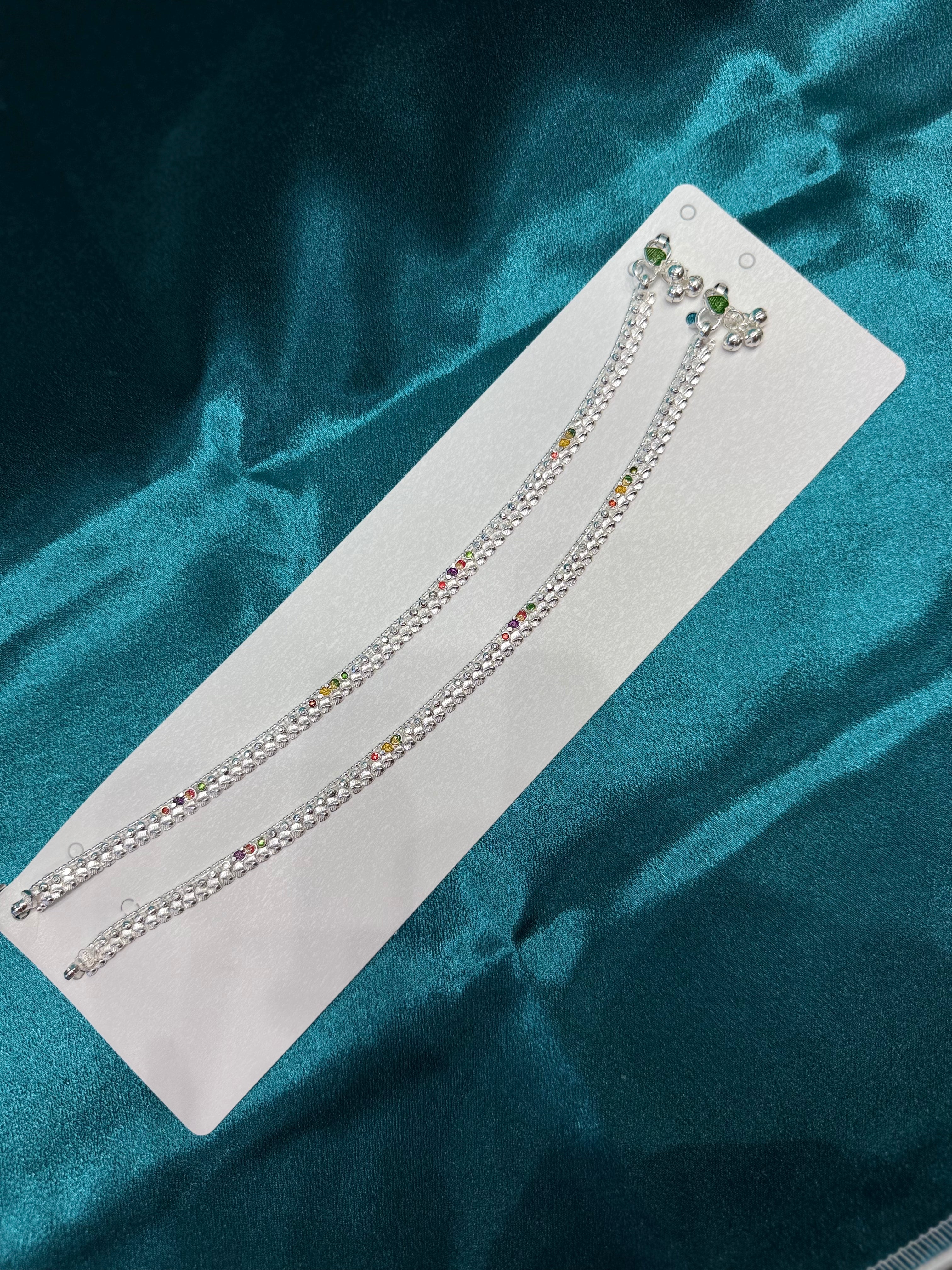 Traditional style silver anklets in sleek design
