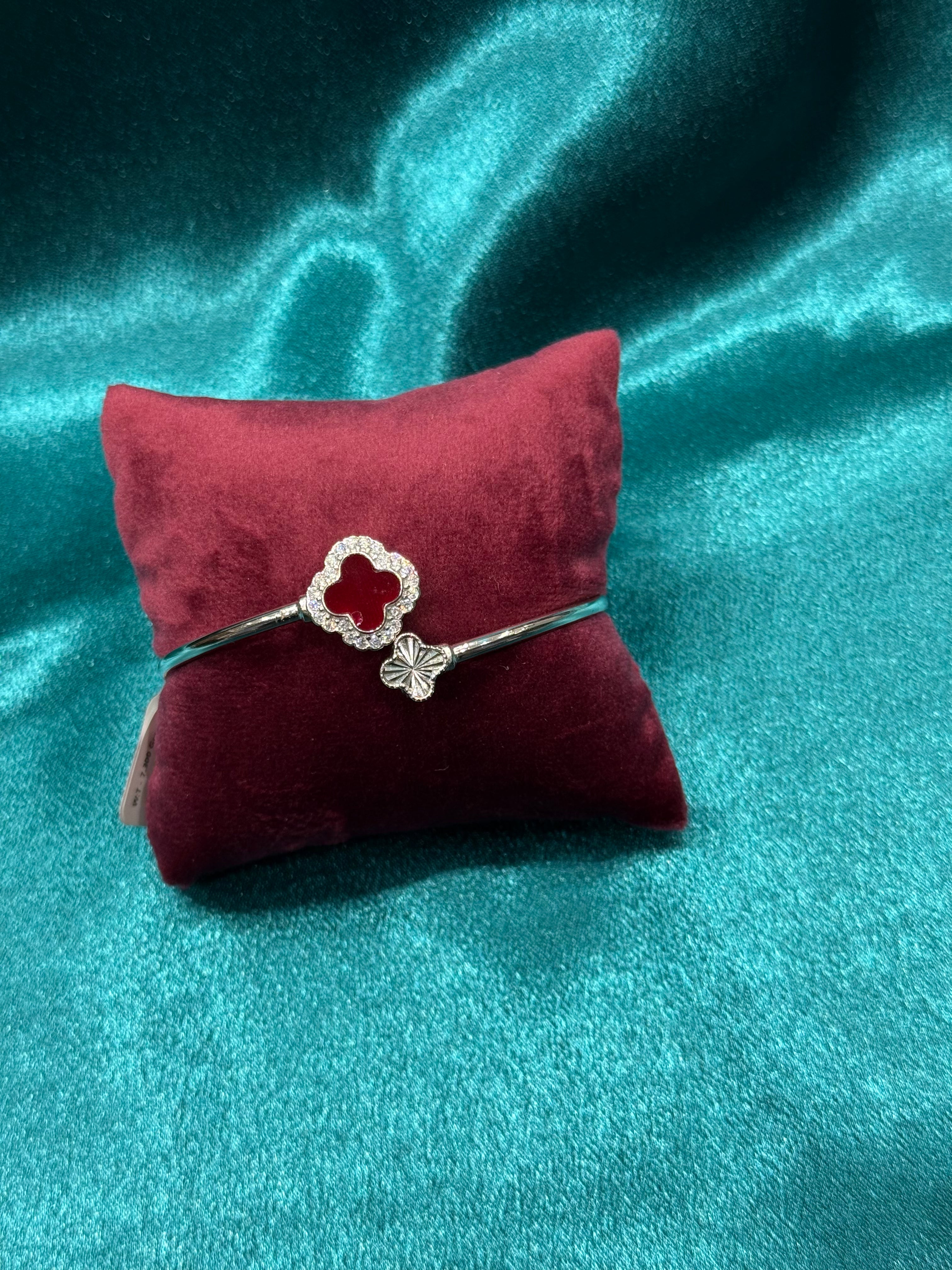 Silver Clover Bracelet with brown clover