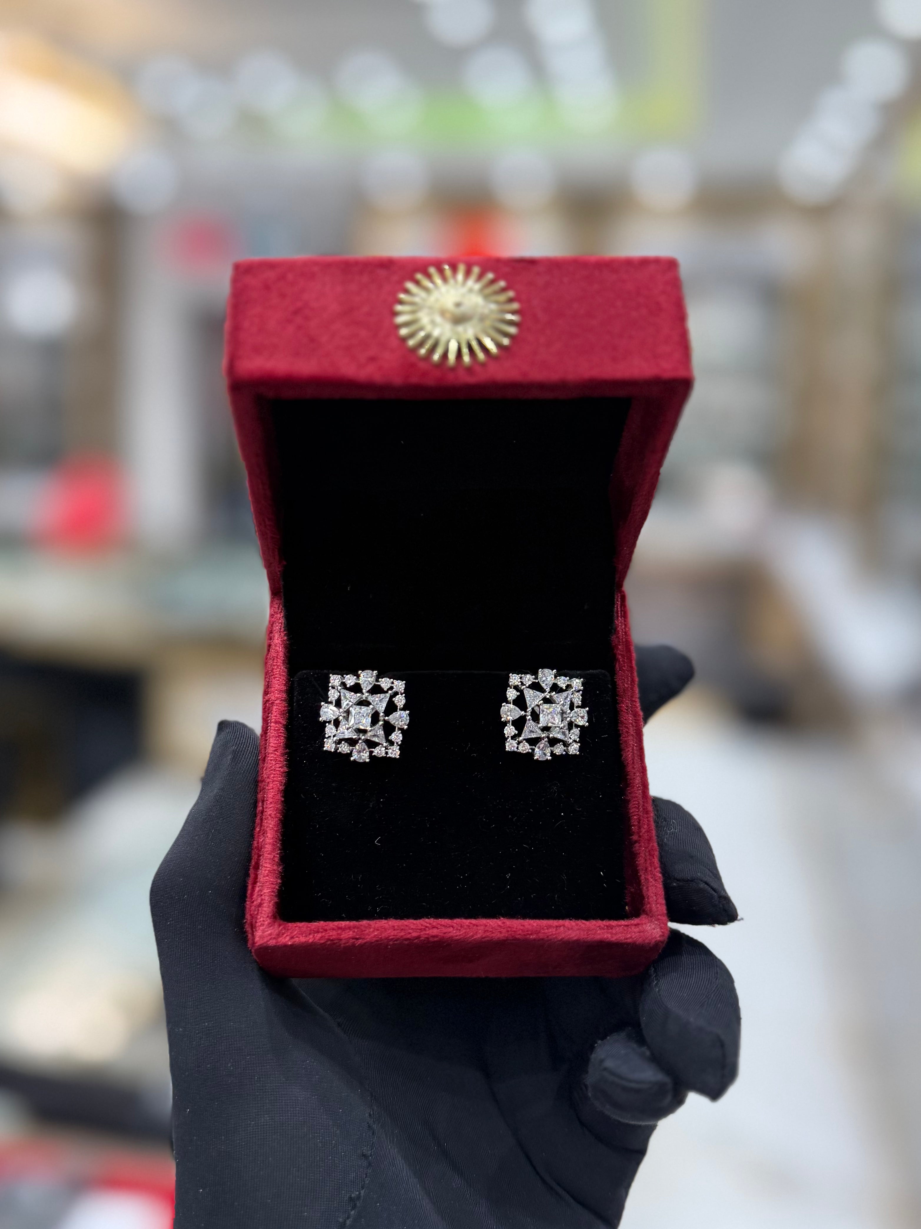 All White Silver Earrings