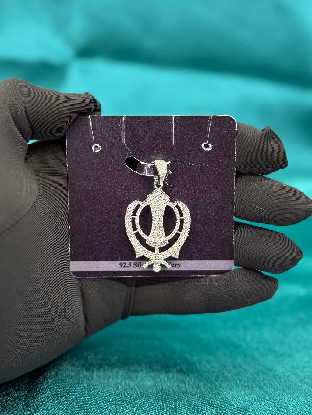 Khanda Pendant with CZ diamonds