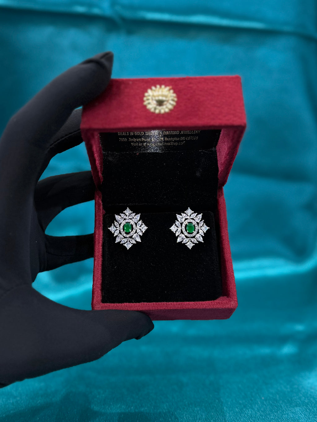 Silver earrings with white cz diamonds and centre stone