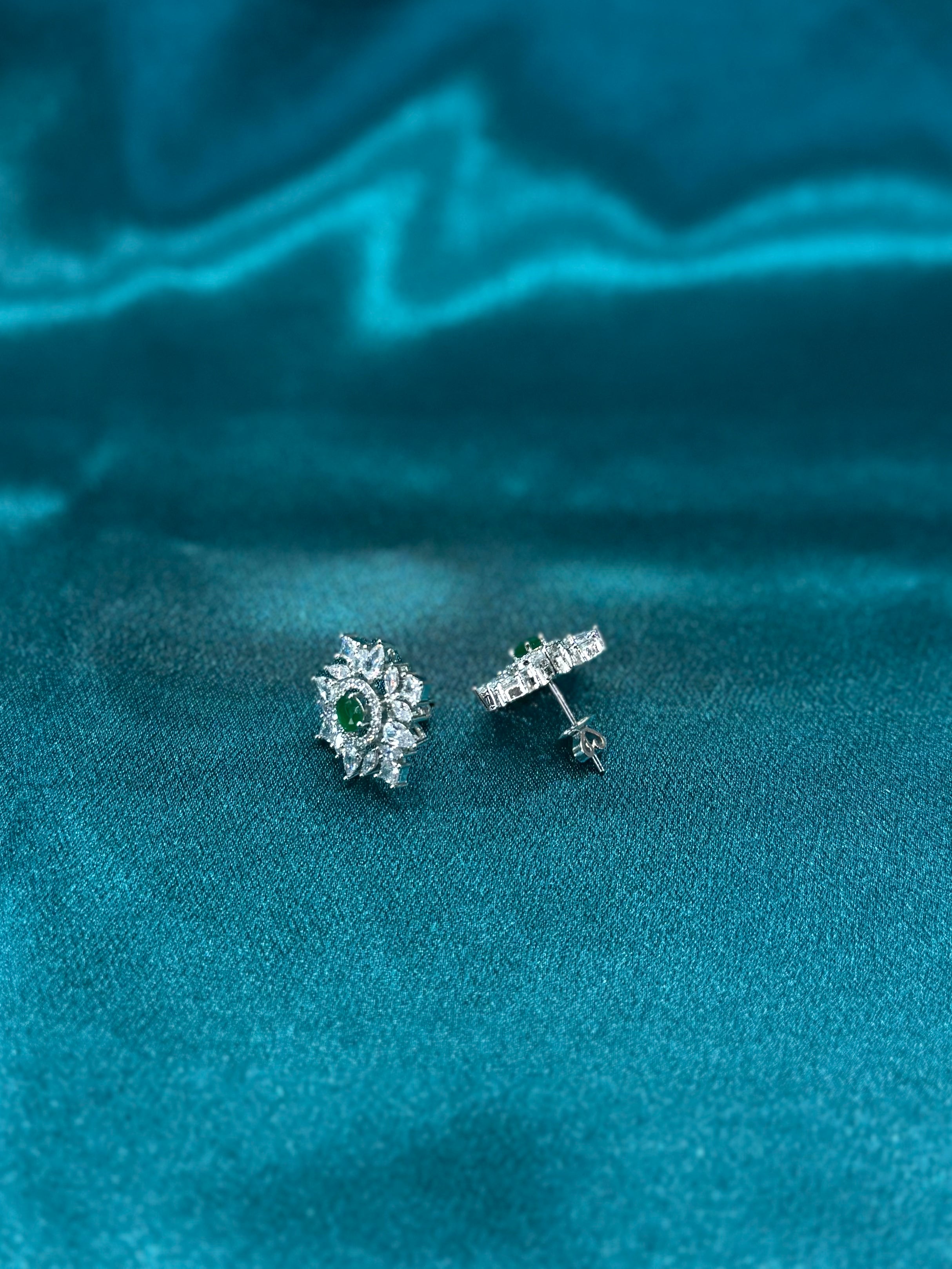 Silver earrings with white cz diamonds and centre stone