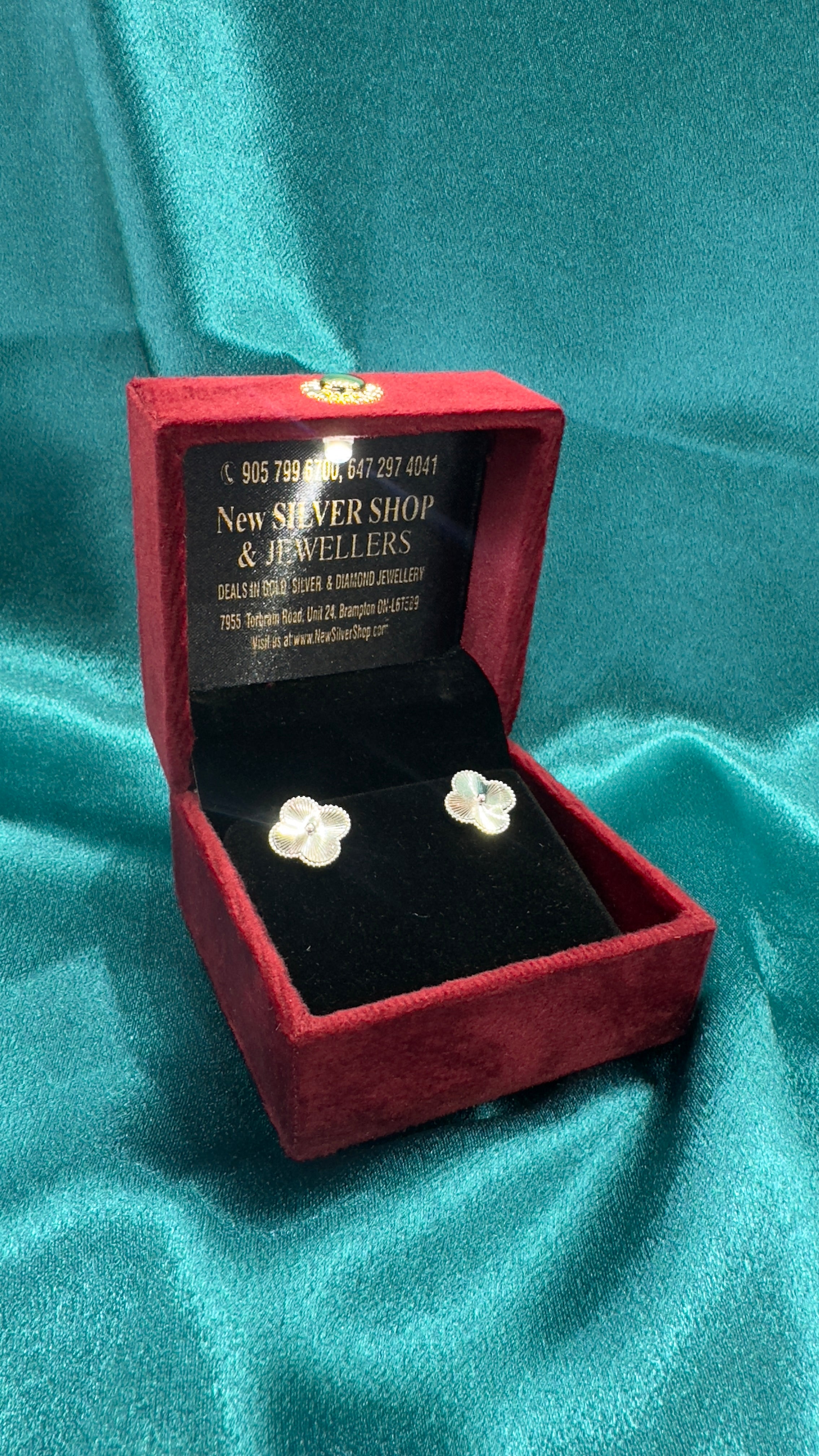 Silver 925 Clover Inspired Earrings in full silver