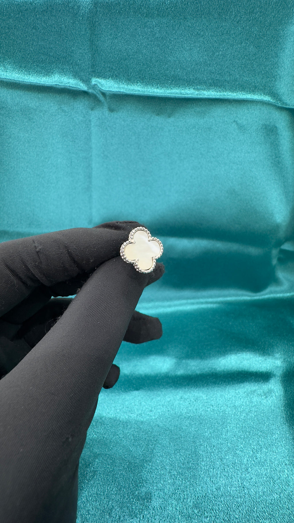 Silver 925 Clover Inspired Earrings In White Stone