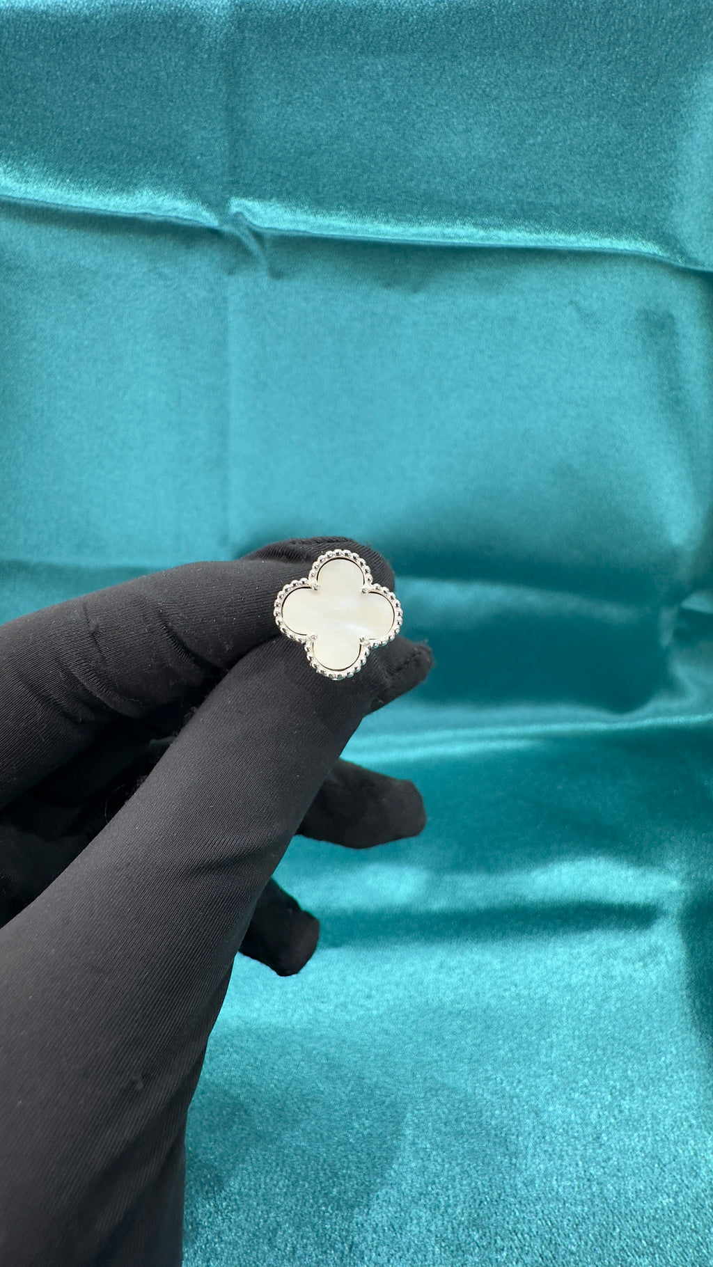 Silver 925 Clover Inspired Earrings In White Stone