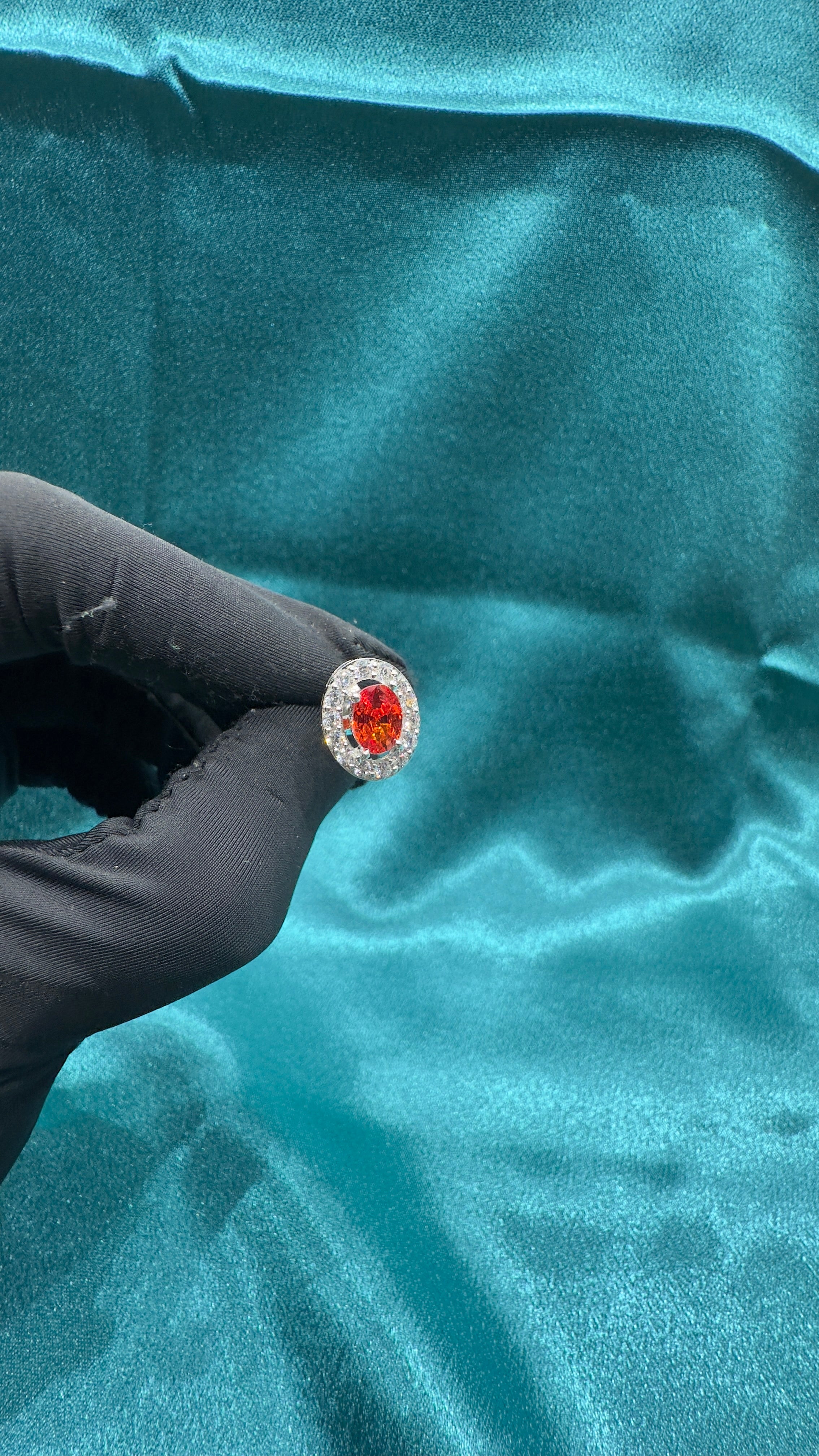 Silver earrings with orange cz diamonds and centre stone