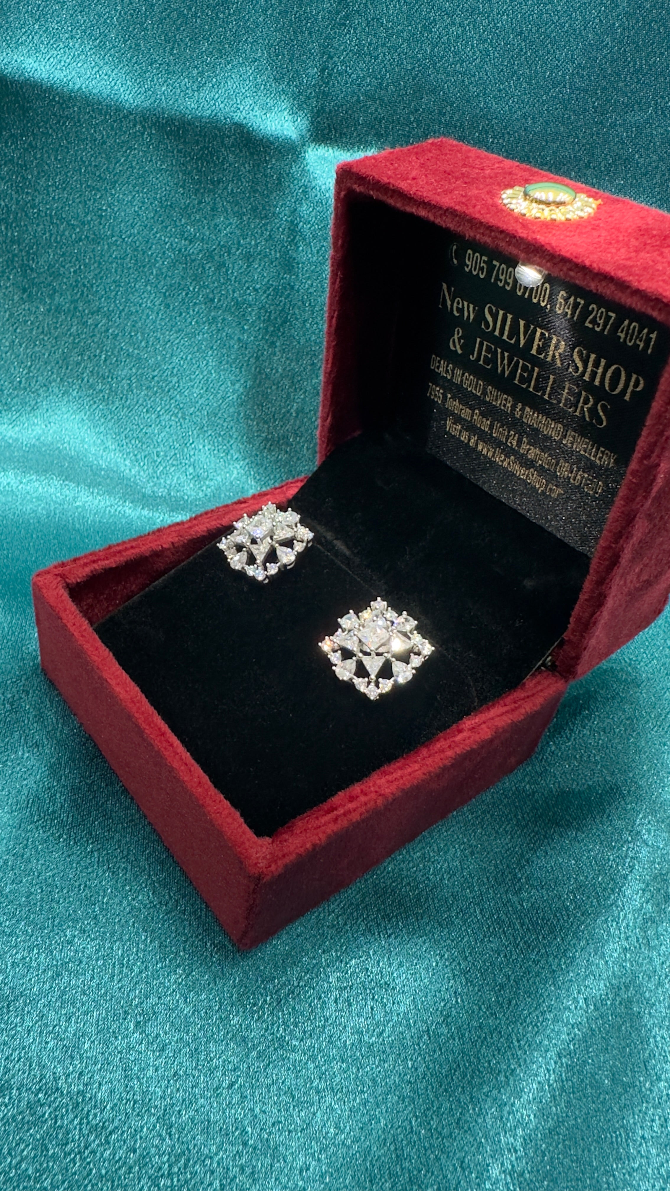 Silver earrings with white cz diamonds