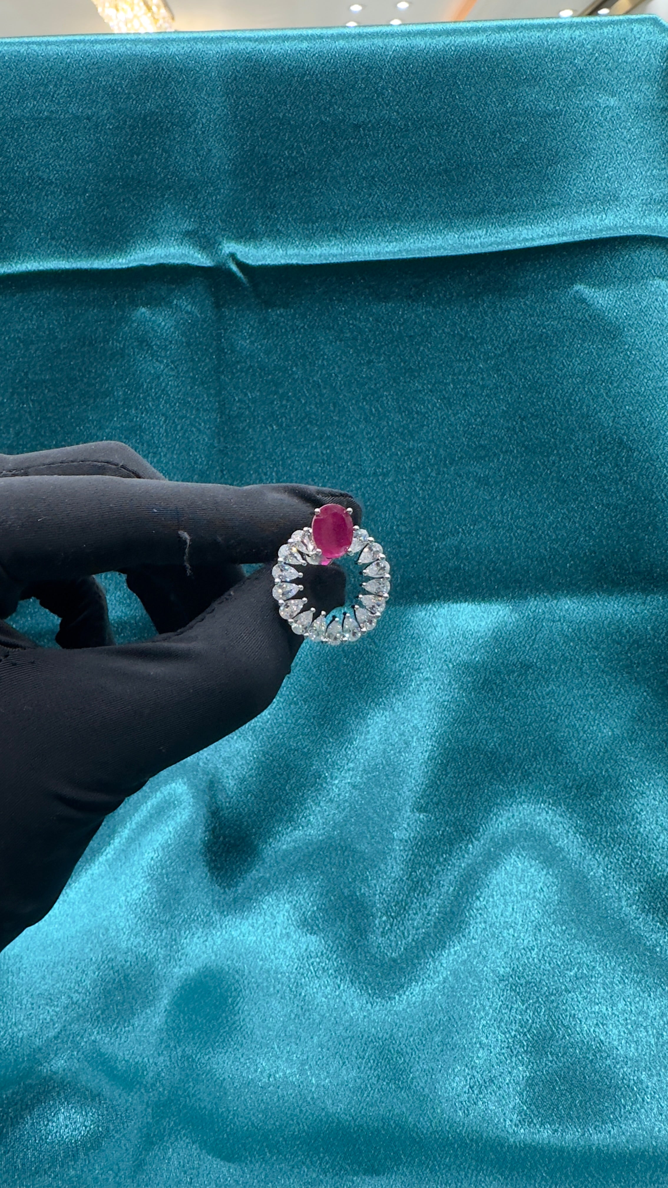 Silver earrings with hot pink cz diamonds