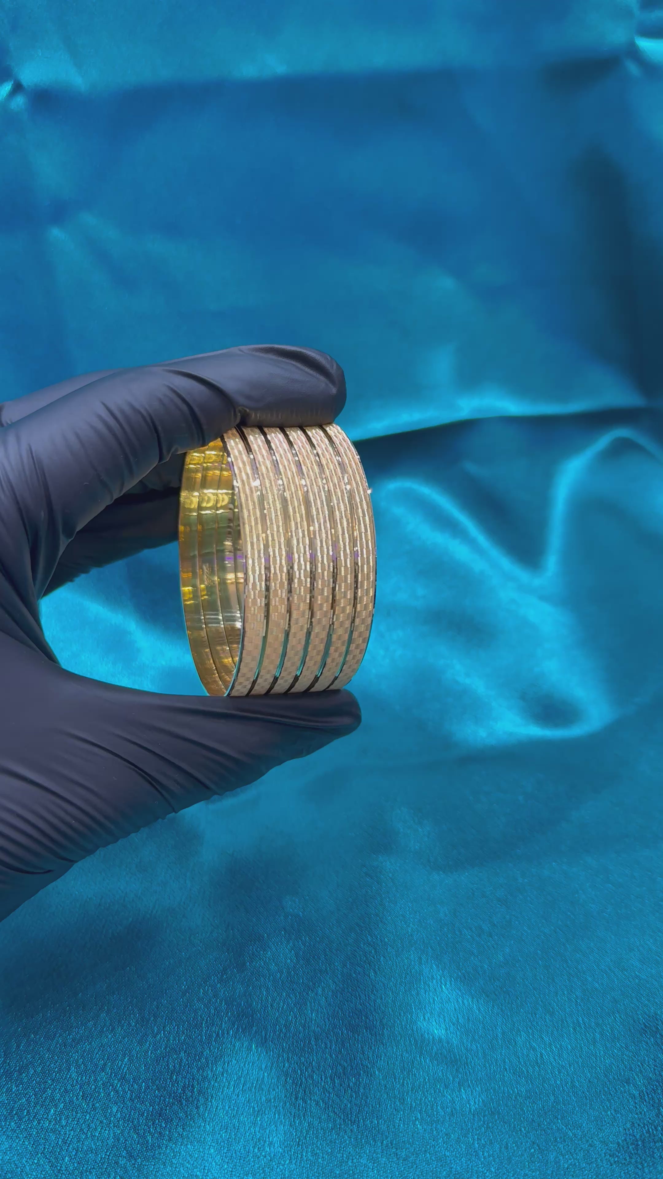 Women’s 22k Gold CNC Bangles Checkerboard Design