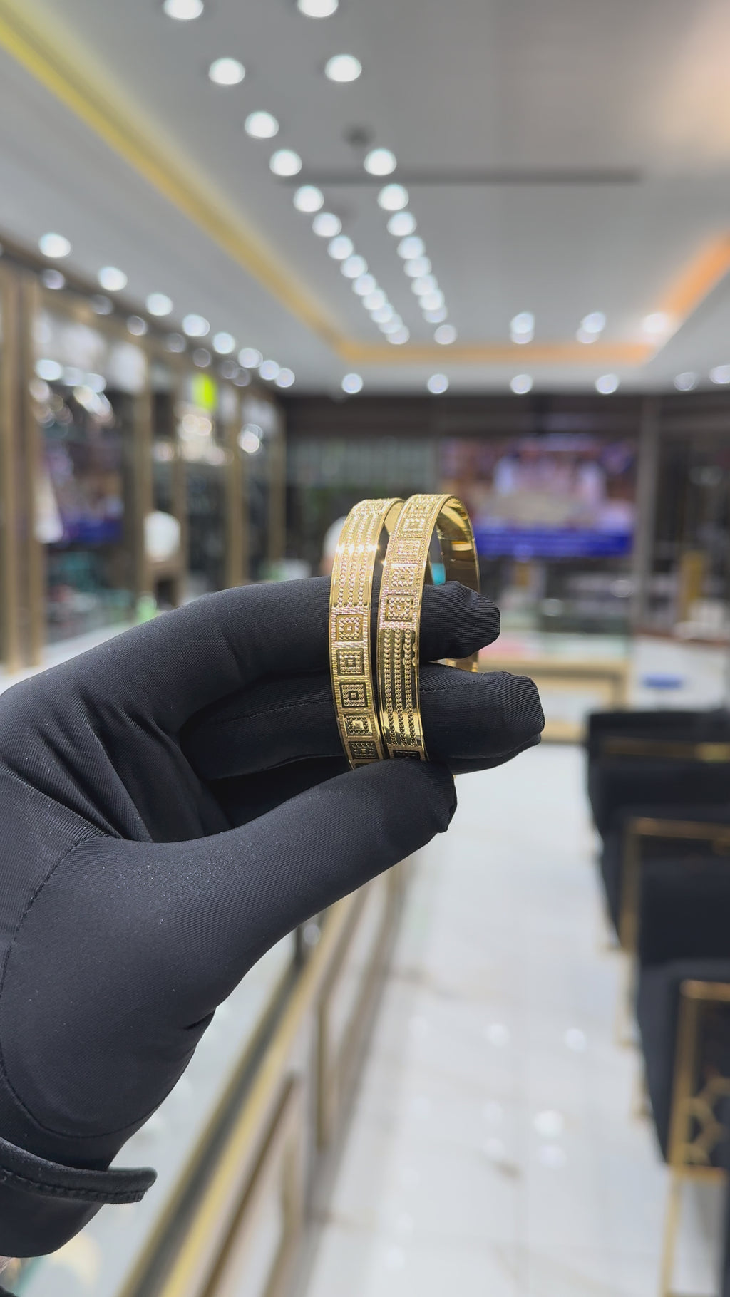 22K Gold Women’s Designer CNC Bangles (pair)