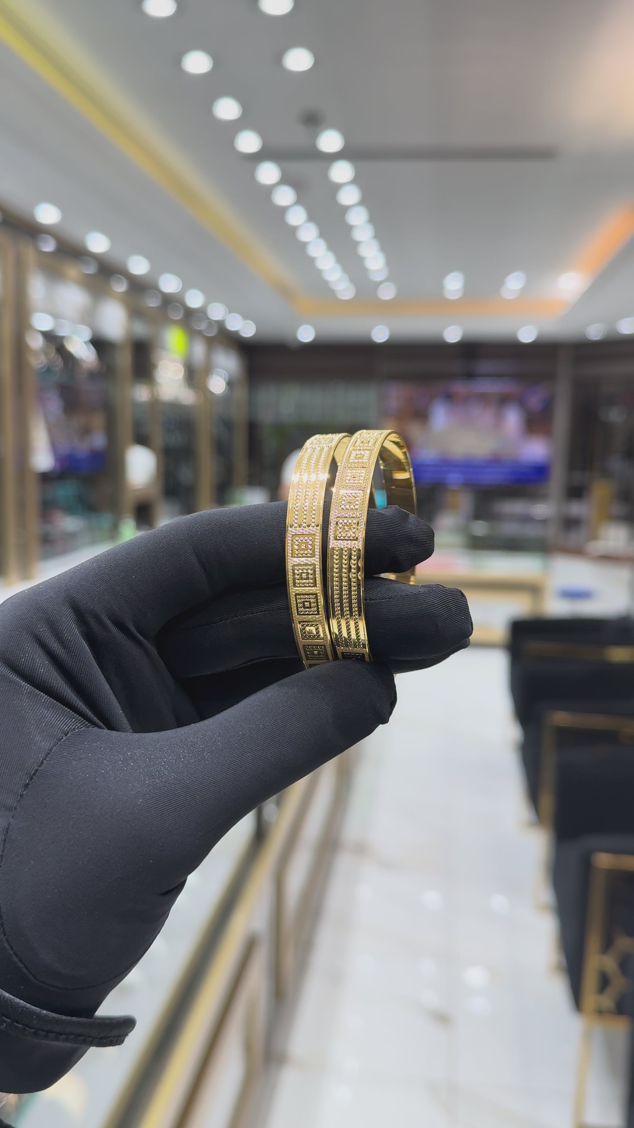 22K Gold Women’s Designer CNC Bangles (pair)