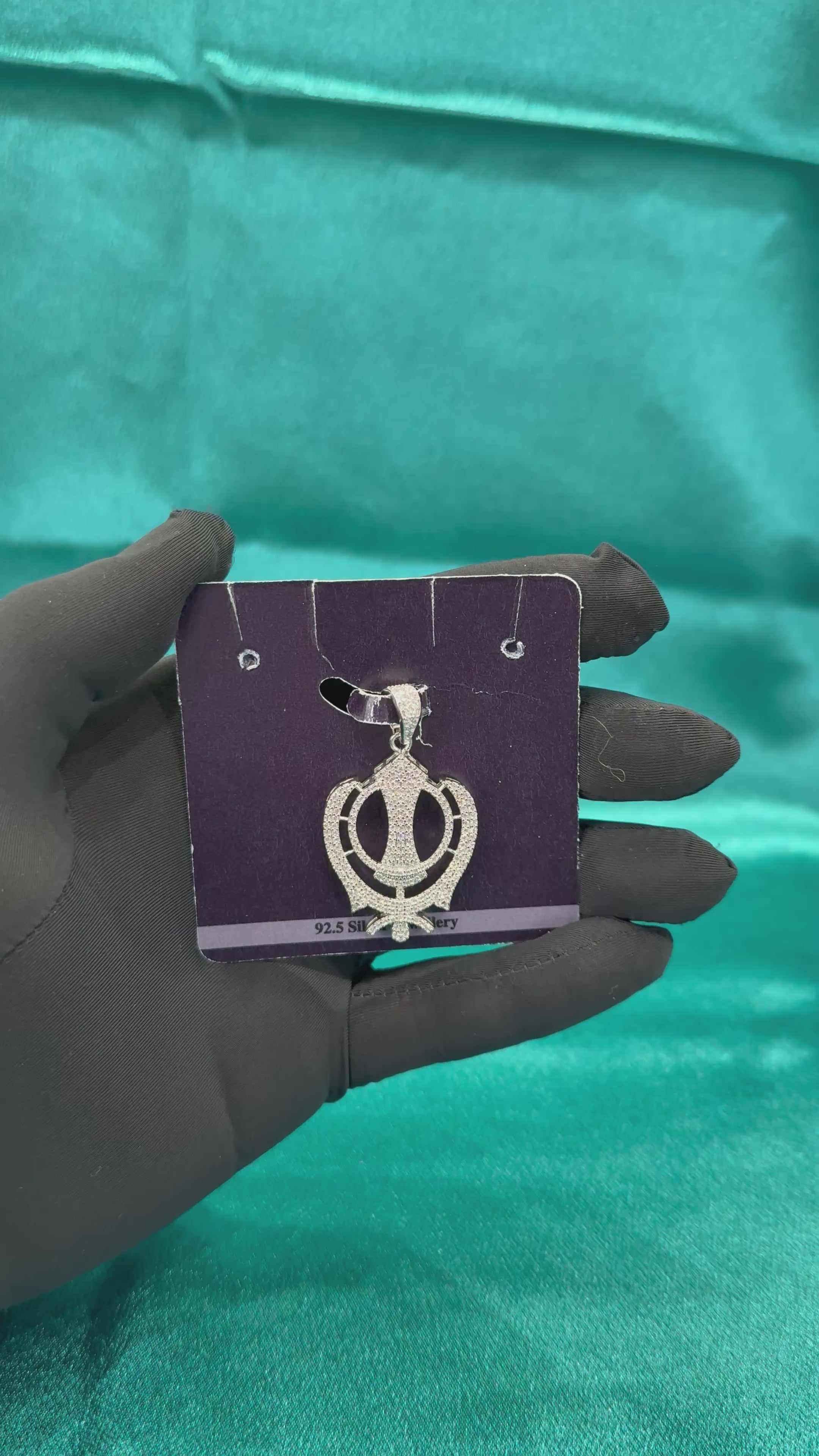 Khanda Pendant with CZ diamonds